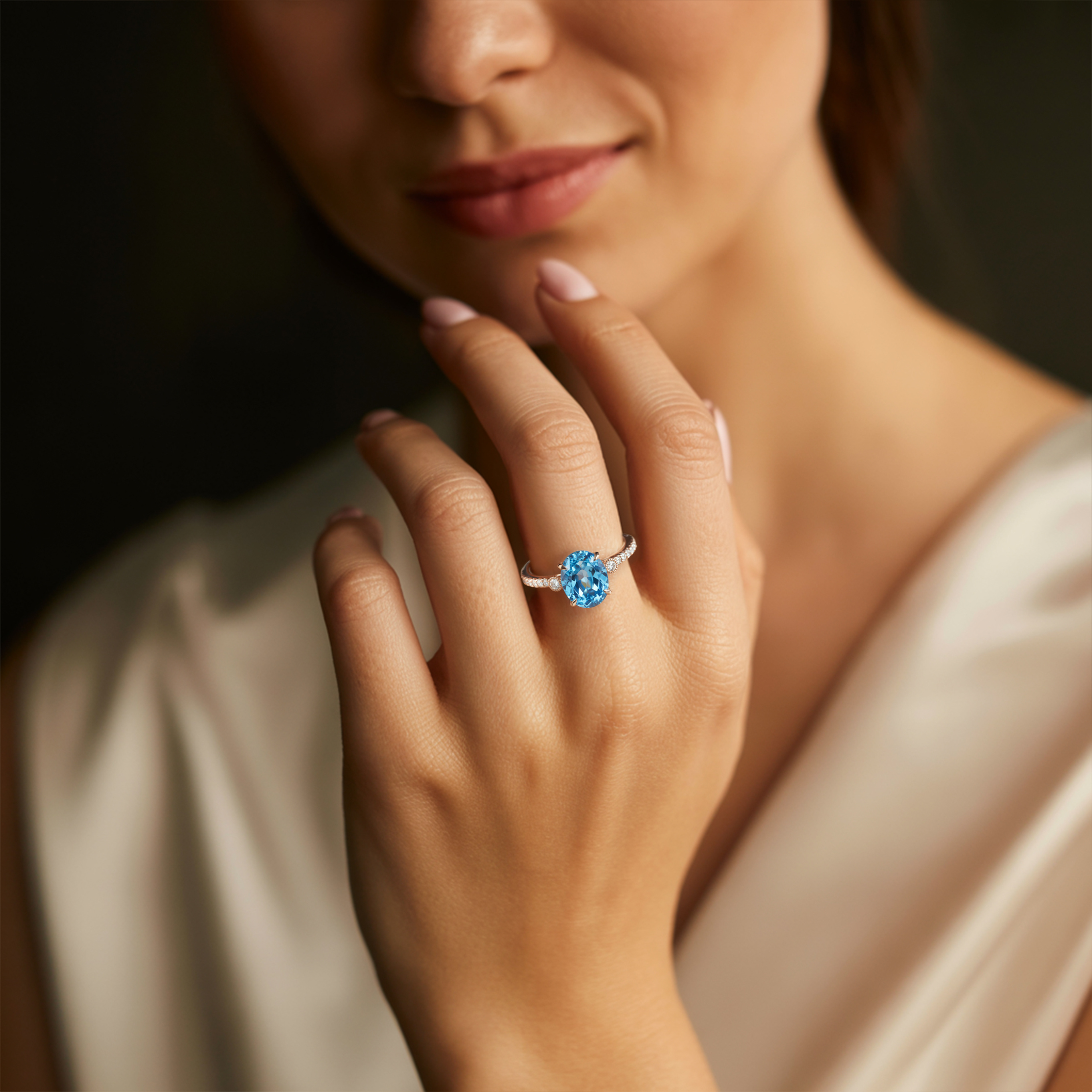 ルナ - ブルーモアサナイトリング