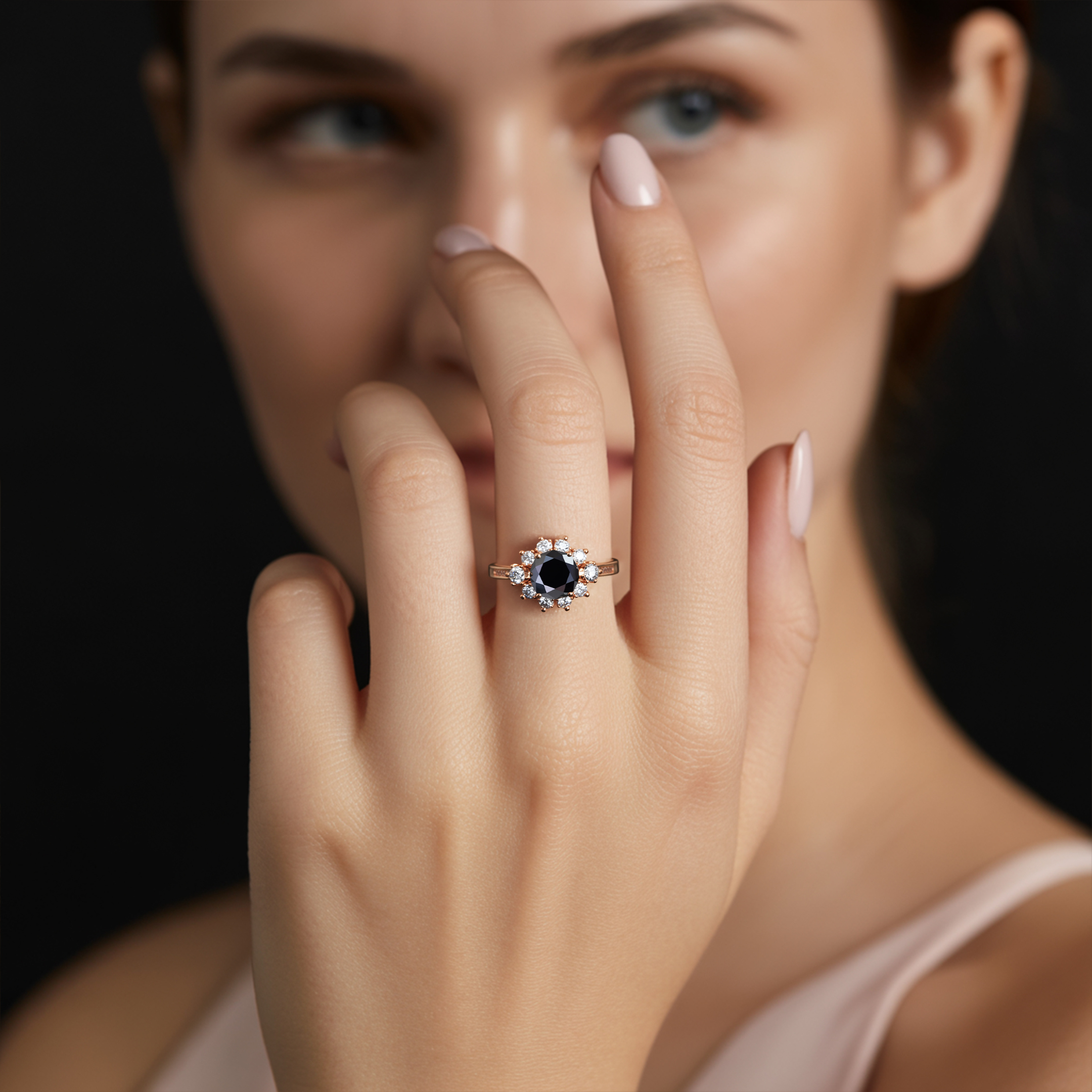 ベサニー - ブラックモアッサナイトリング