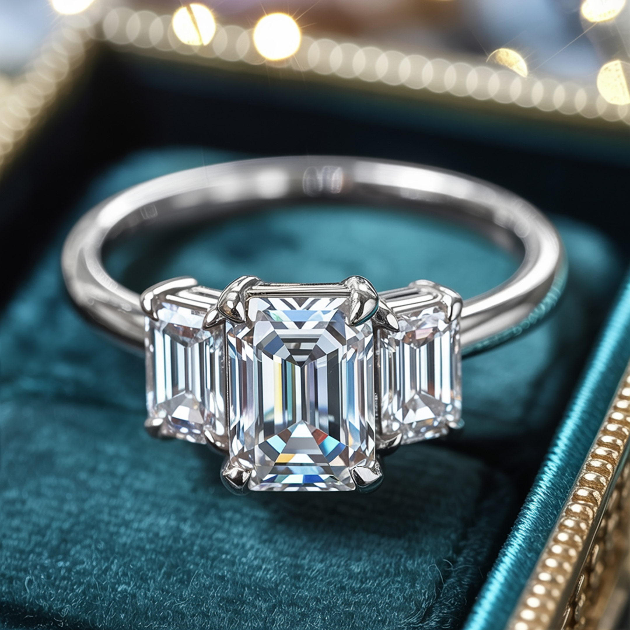 アデリナ・レイ – スリーストーン モアッサナイトリング