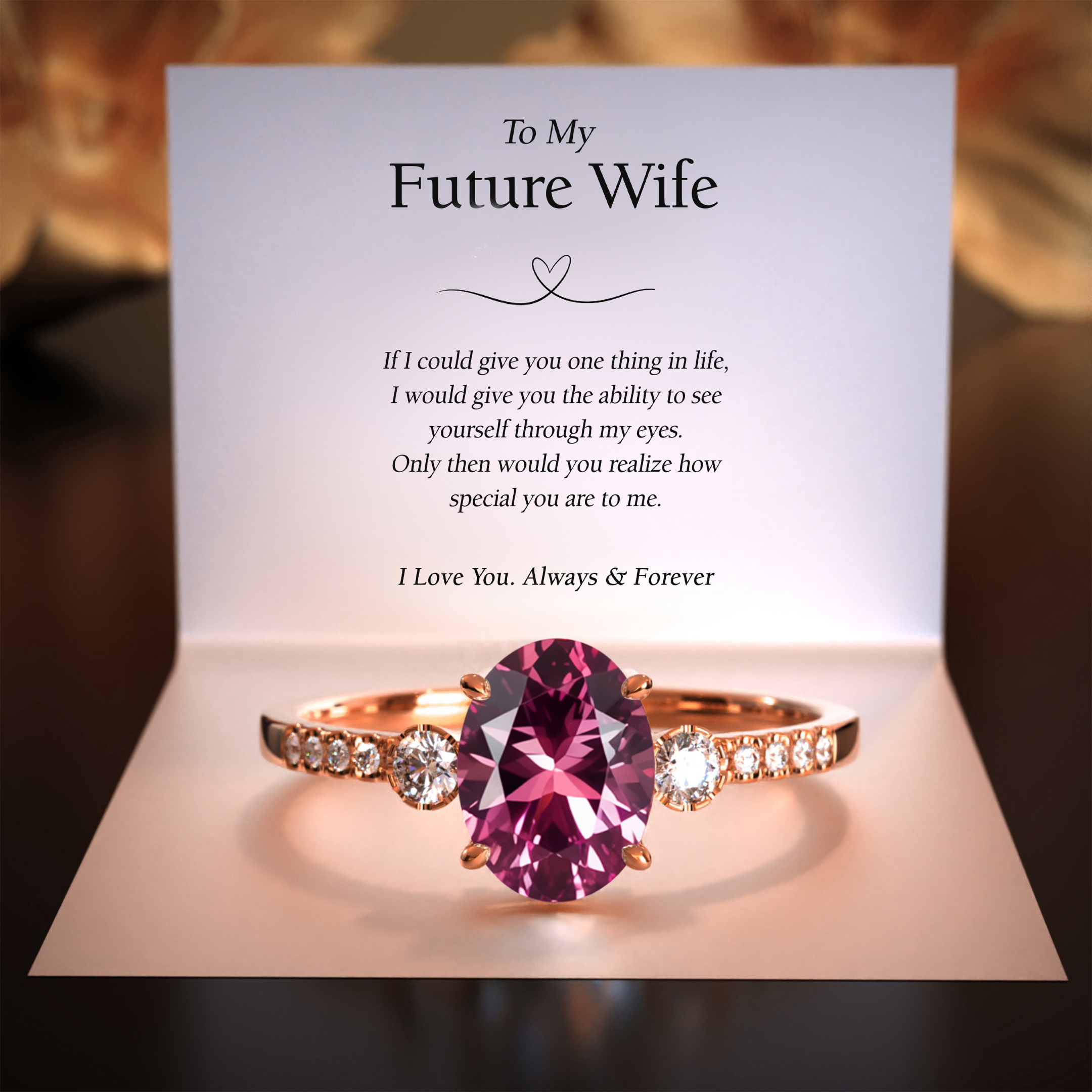 Luna 2CT オーバルカット ピンクモアサナイトリング | 未来の妻へ