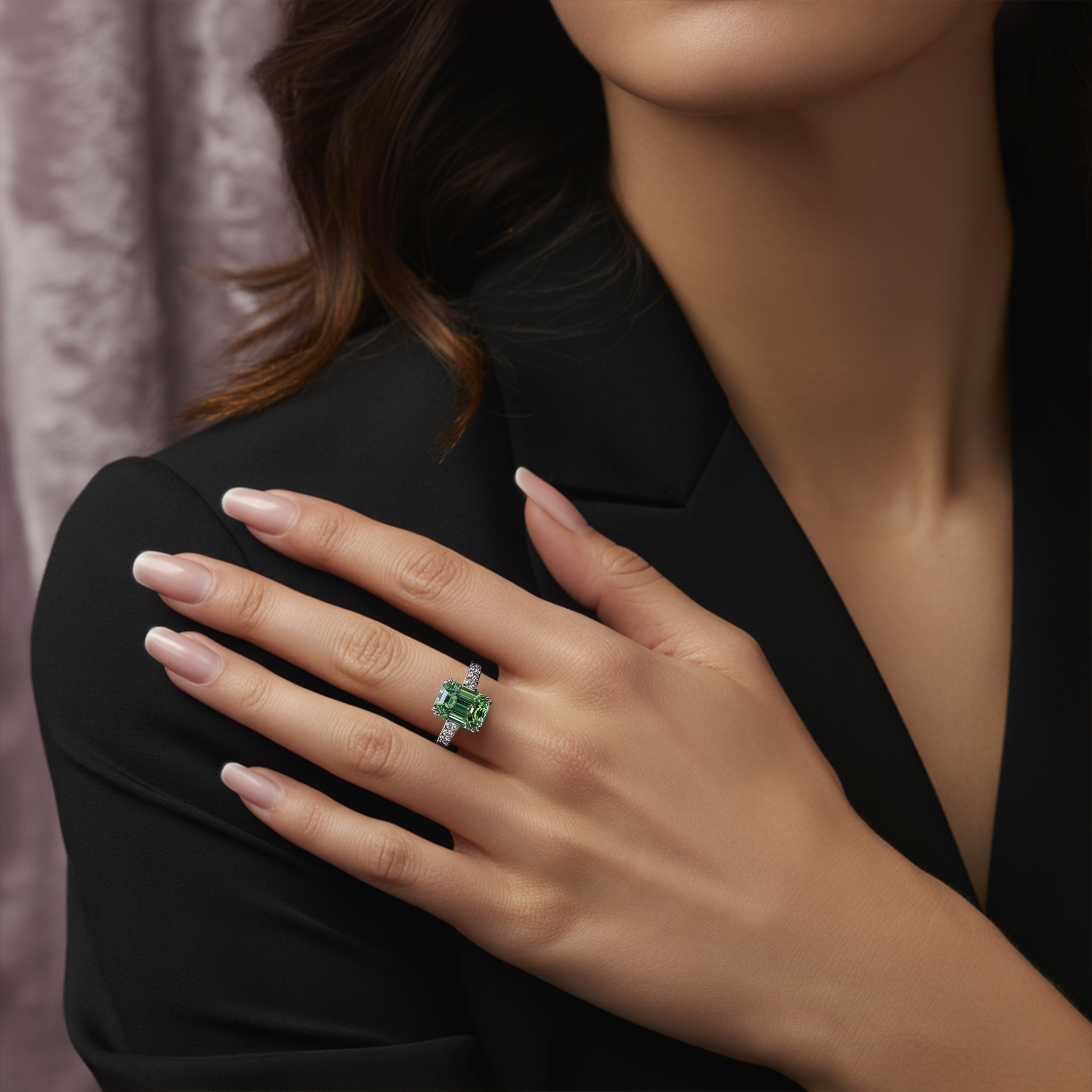 カミラ - グリーンモアッサナイトリング