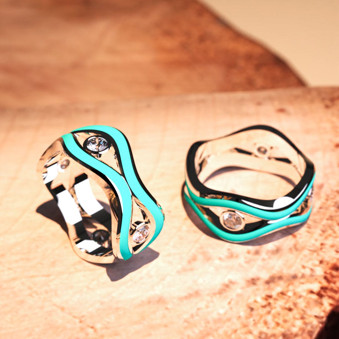 ドルフィンの瞳:エシカルダイヤモンドリング - S925スターリングシルバー