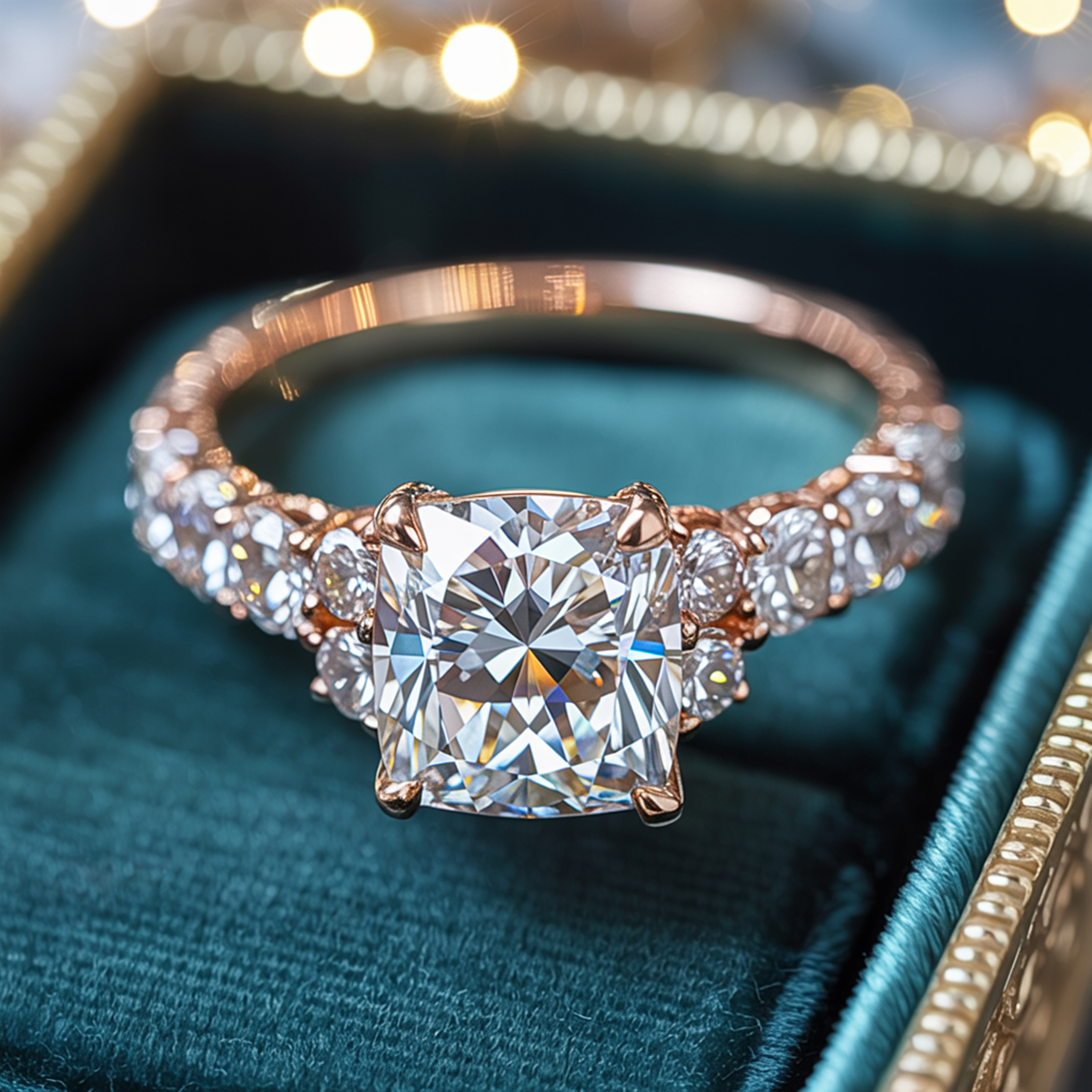 アデリナ・レイ — クッションカット モアッサナイトリング