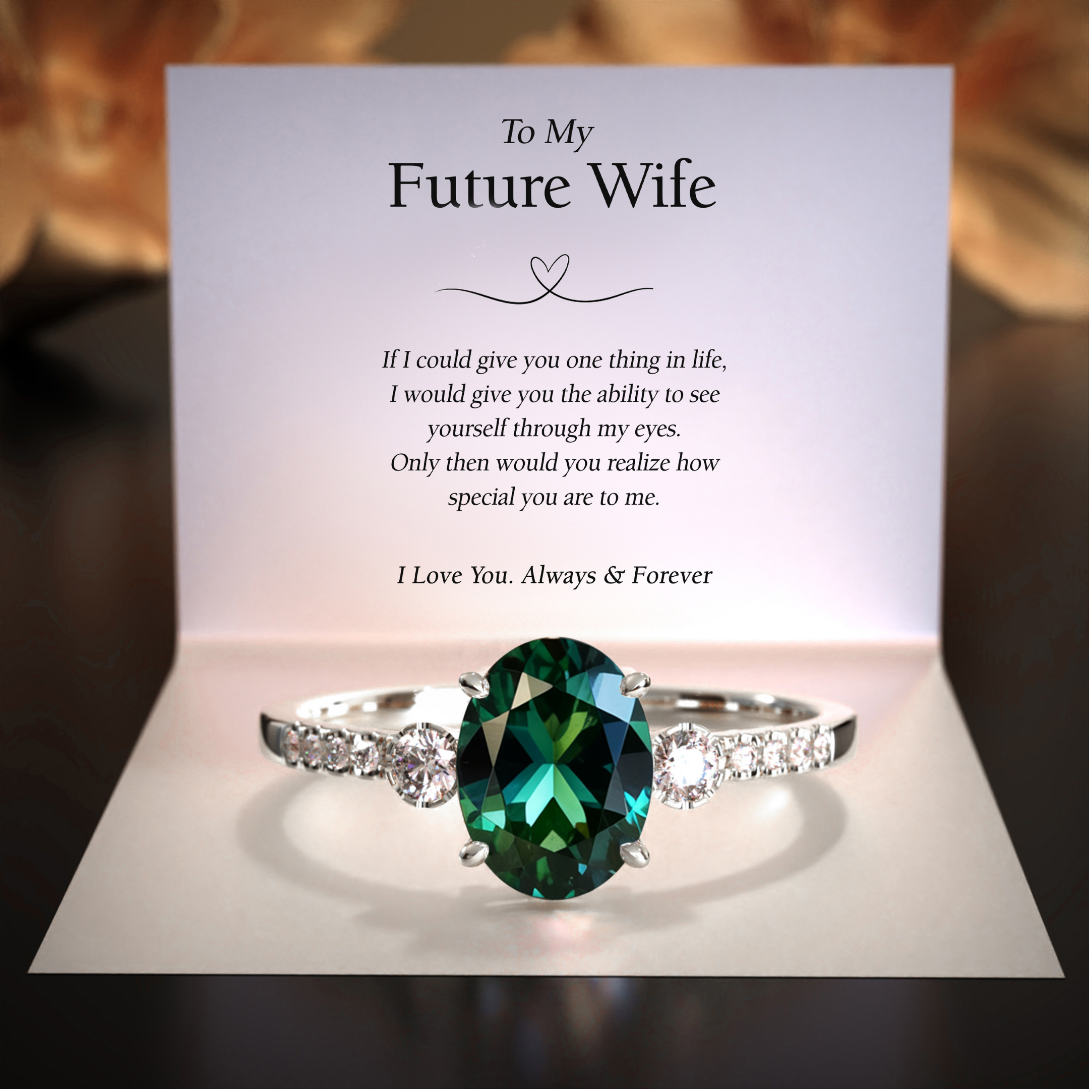 The Luna | 未来の妻へ | 2CTオーバルカット グリーンモアッサナイトリング