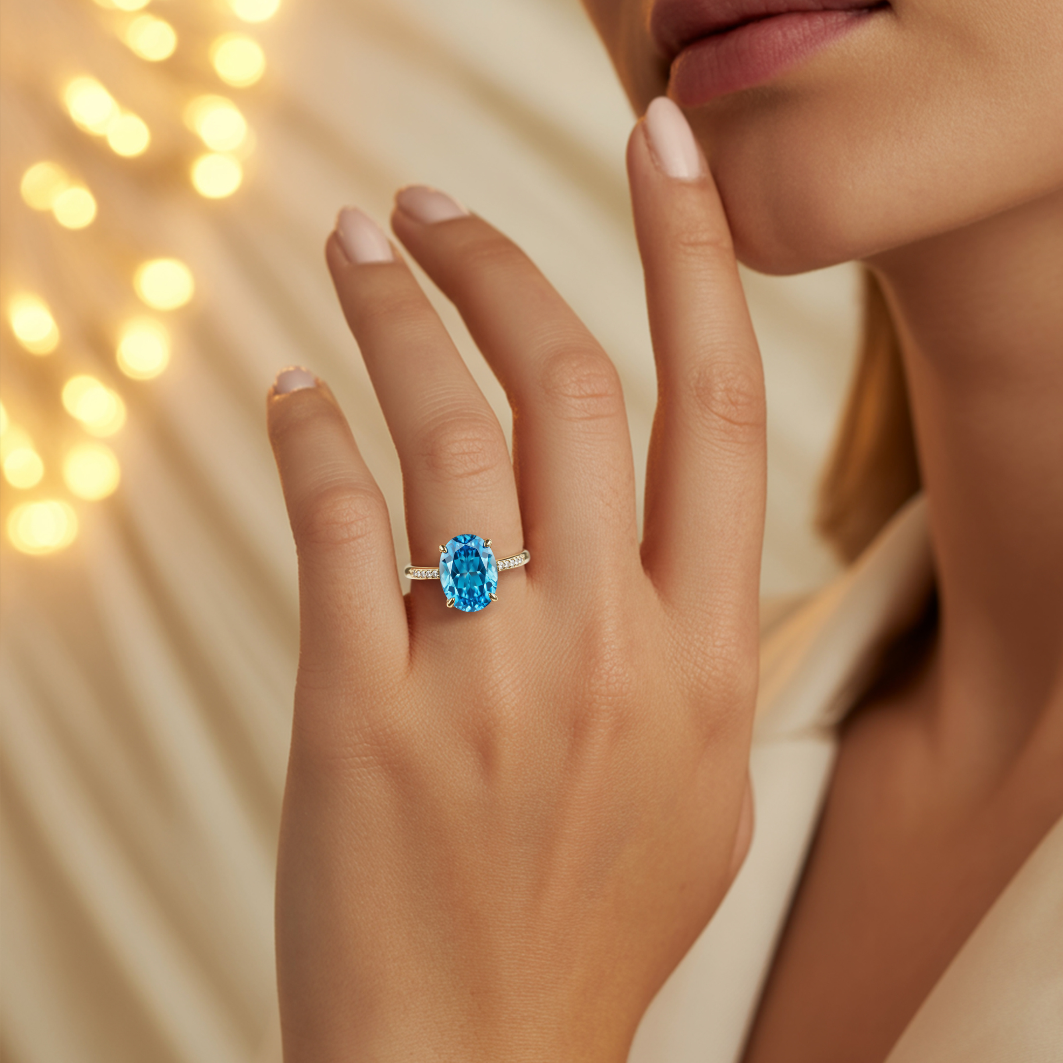 オパライン - ブルーモアッサナイトリング