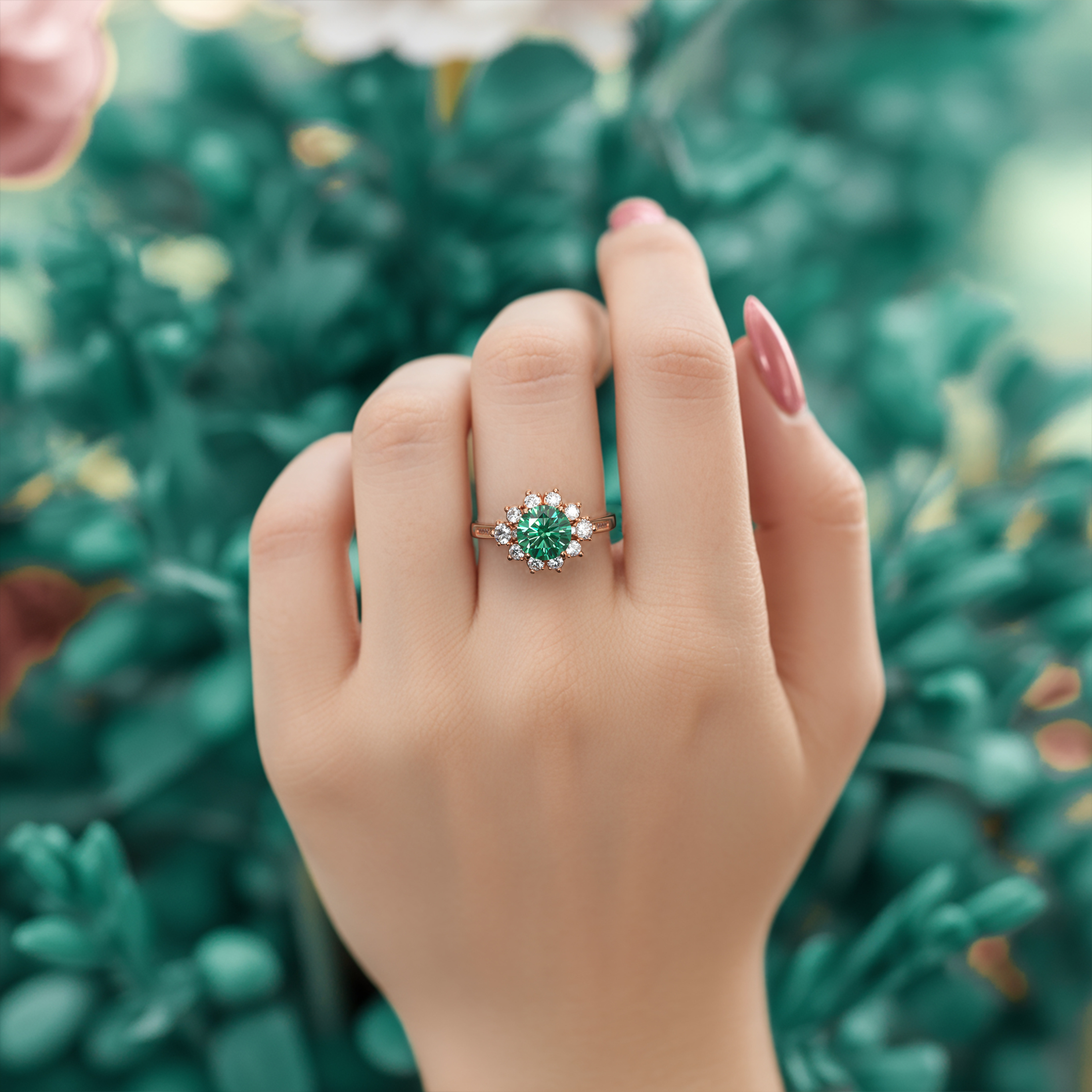 ベサニー - エメラルドグリーン モアッサナイトリング