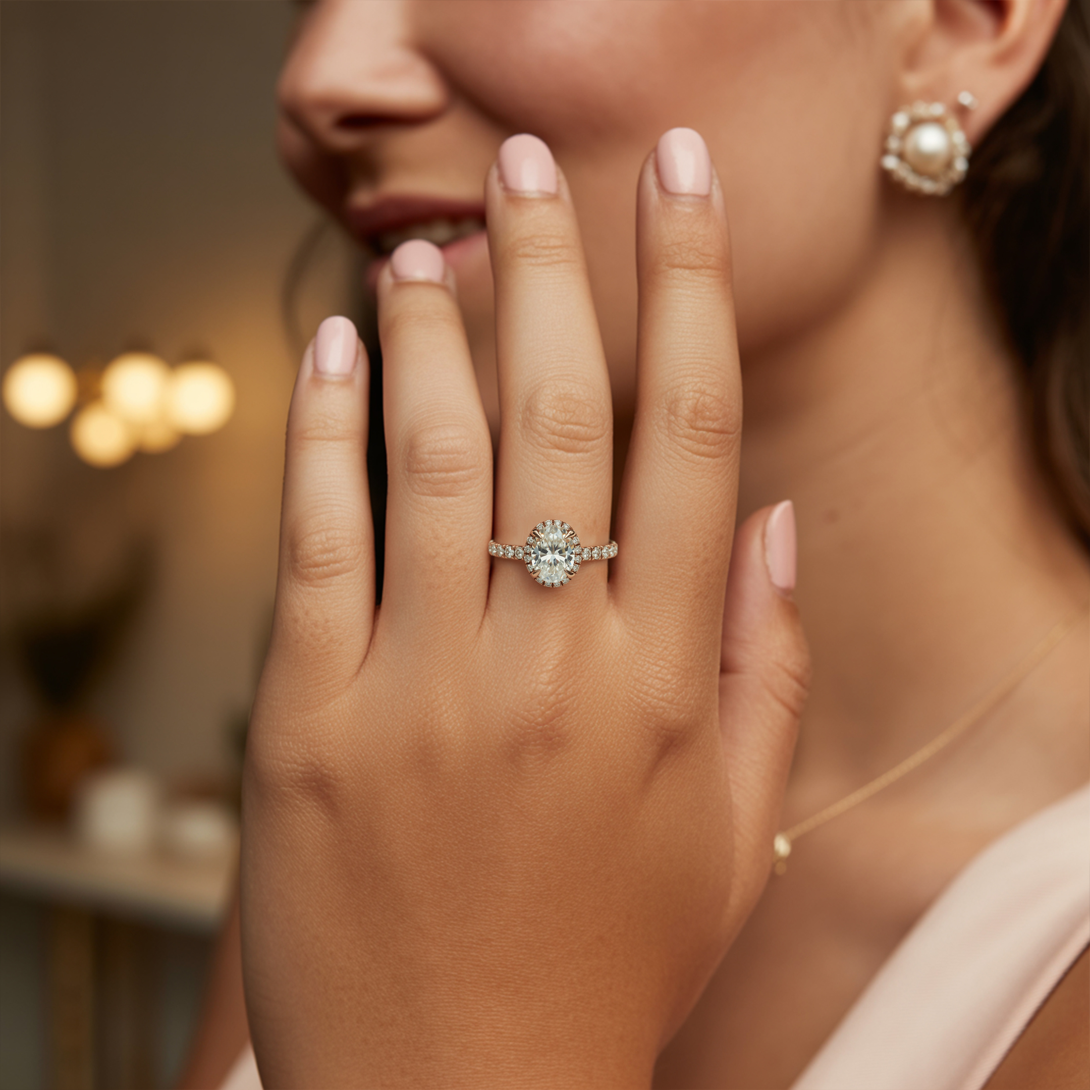 セレスティン - ヘイロー モアッサナイト リング