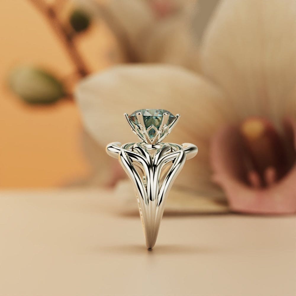 Azure Dream: ラウンドカット アクアマリン リング - S925 スターリングシルバー