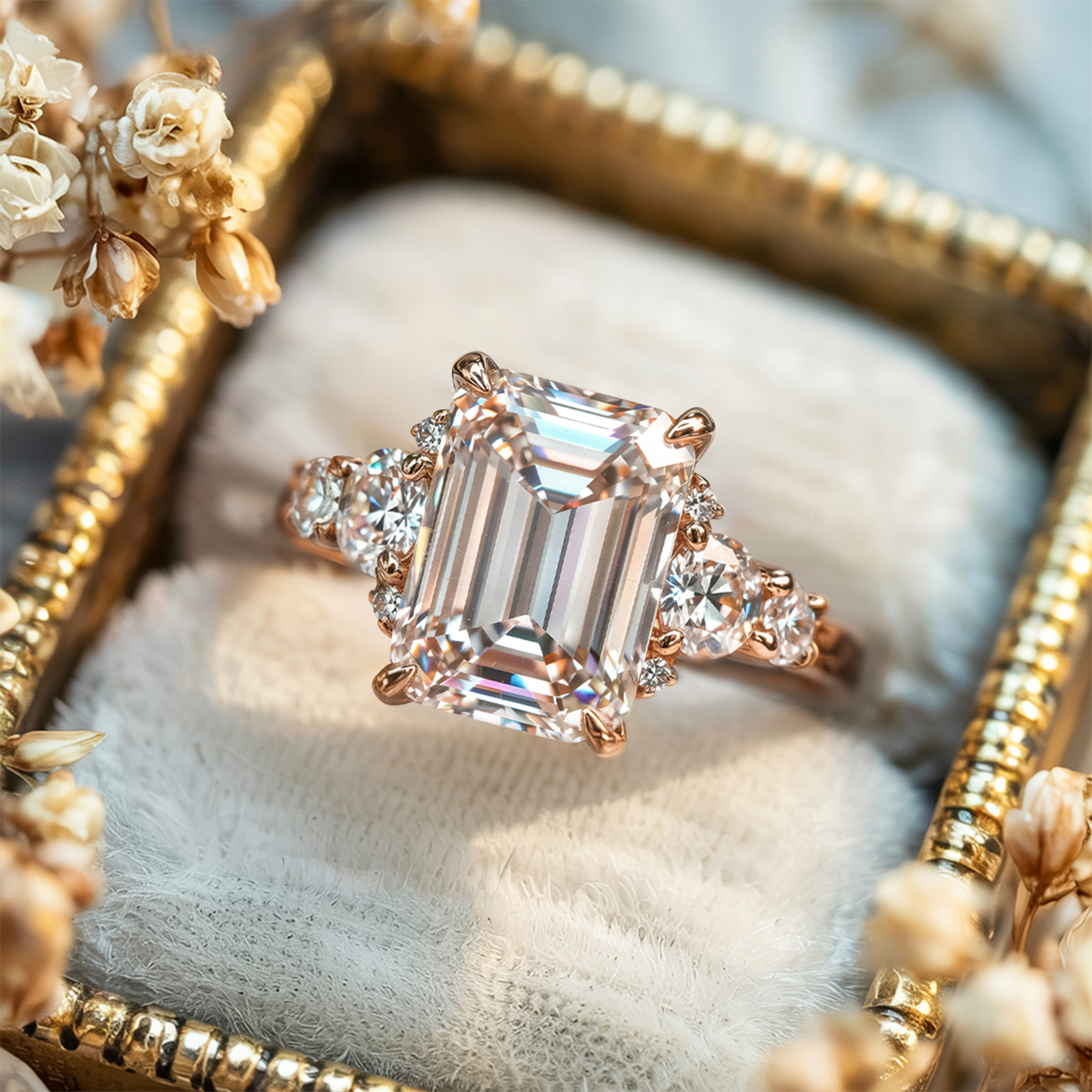 <The Bella Jewel 2CT Emerald Cut Moissanite Ring>
ベラジュエル 2CT エメラルドカット モアッサナイトリング