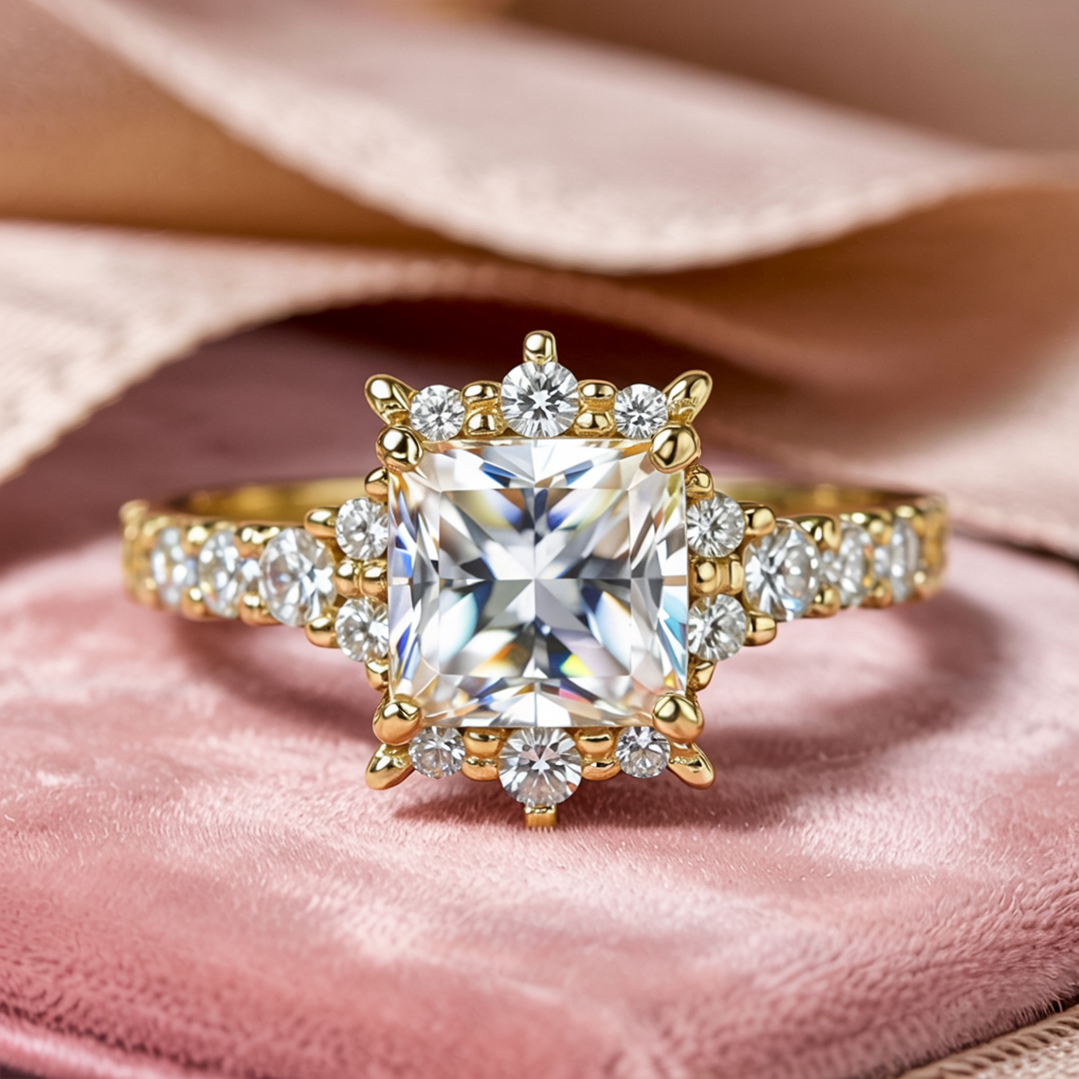 カテリーナ 1CT プリンセスカット ホワイトモアサナイトリング