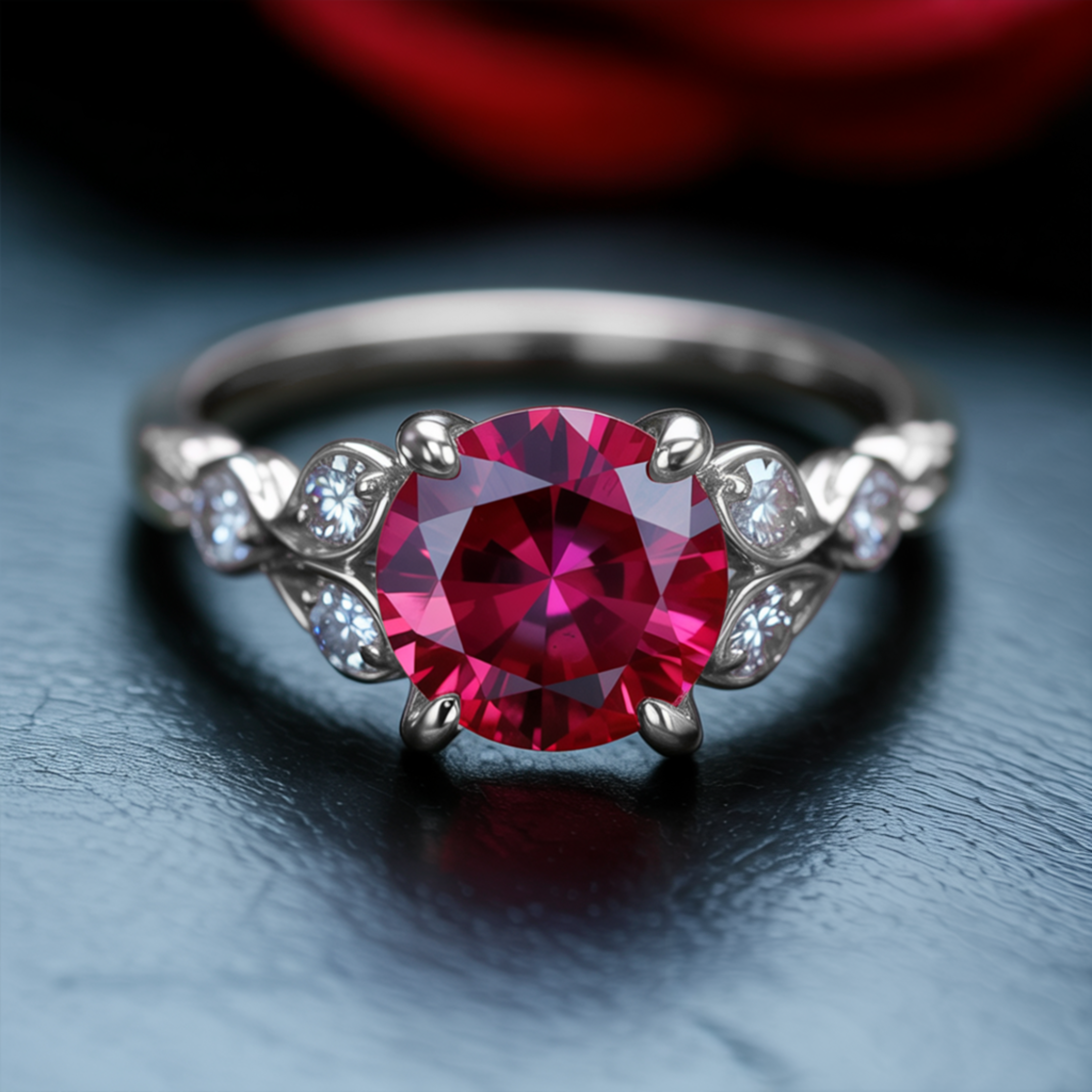 <Katalina>1.5CTラウンドカット レッドモアッサナイトリング