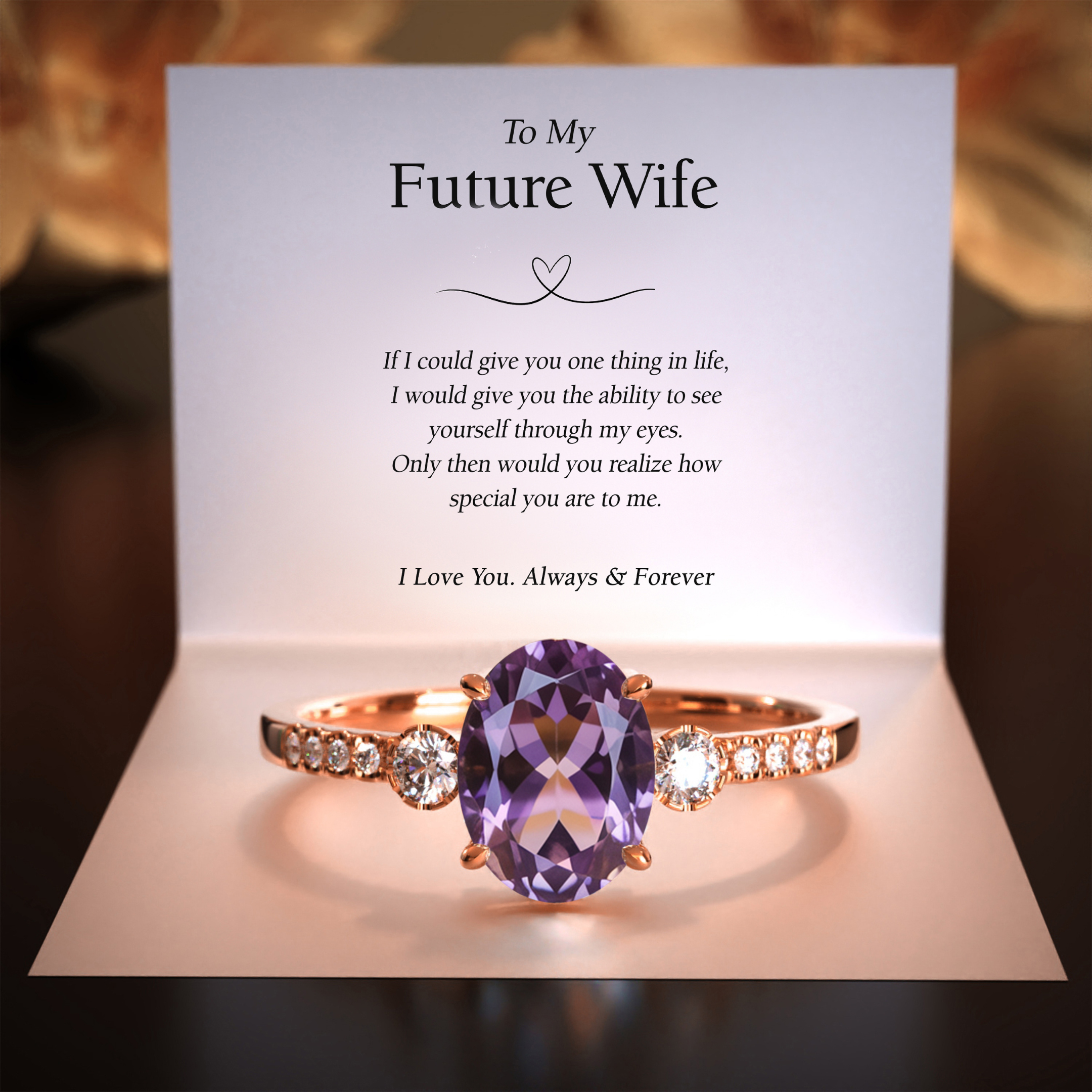 The Luna | 未来の妻へ 2CT オーバルカット パープル モアサナイトリング