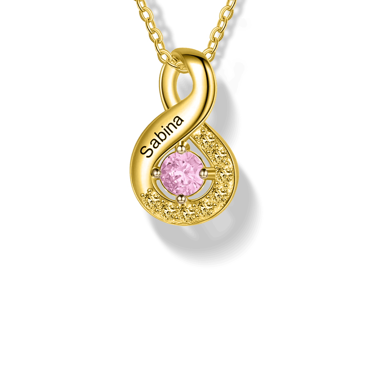 パーソナライズ 家族 インフィニティ 誕生石 ネックレス - S925 スターリングシルバー