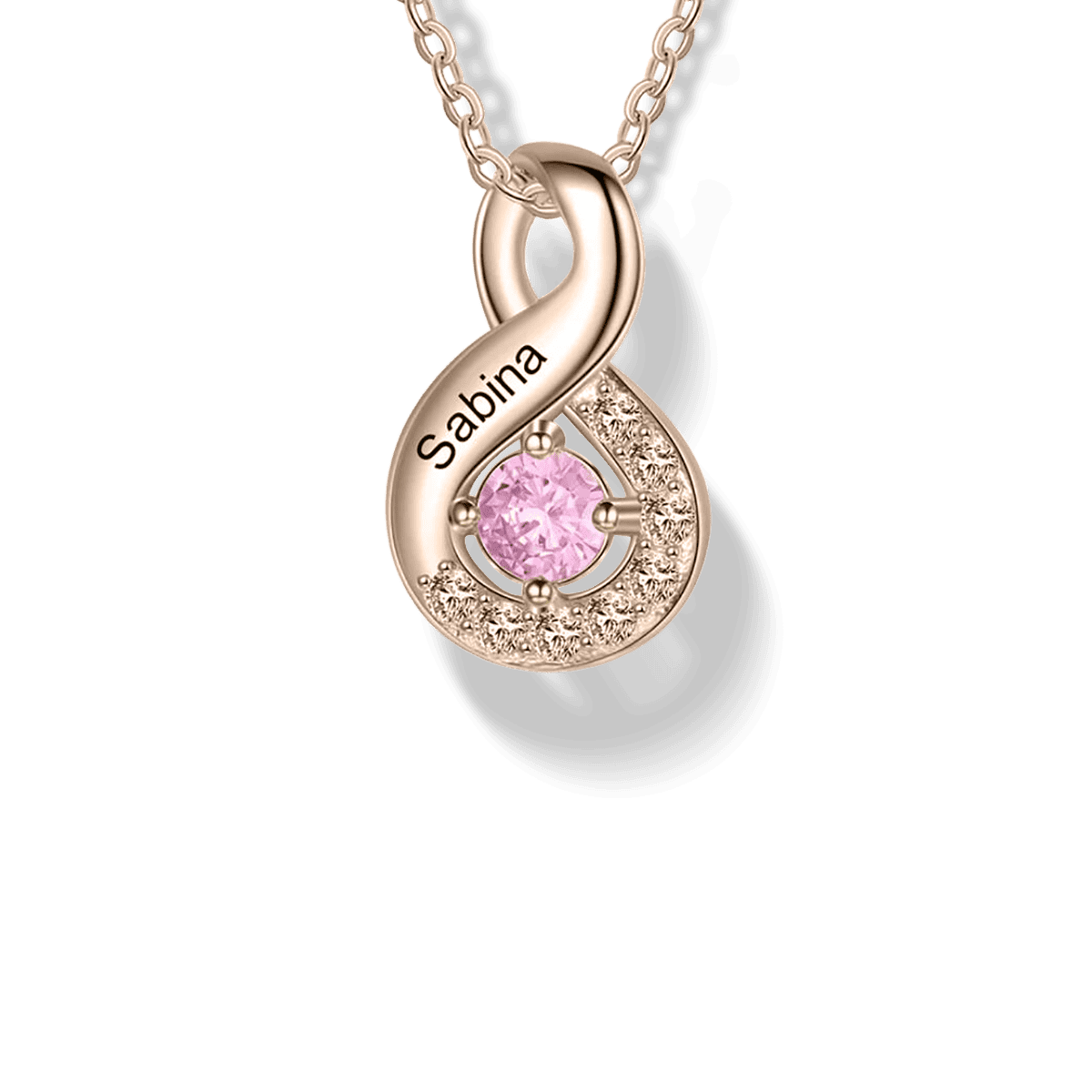 パーソナライズ 家族 インフィニティ 誕生石 ネックレス - S925 スターリングシルバー