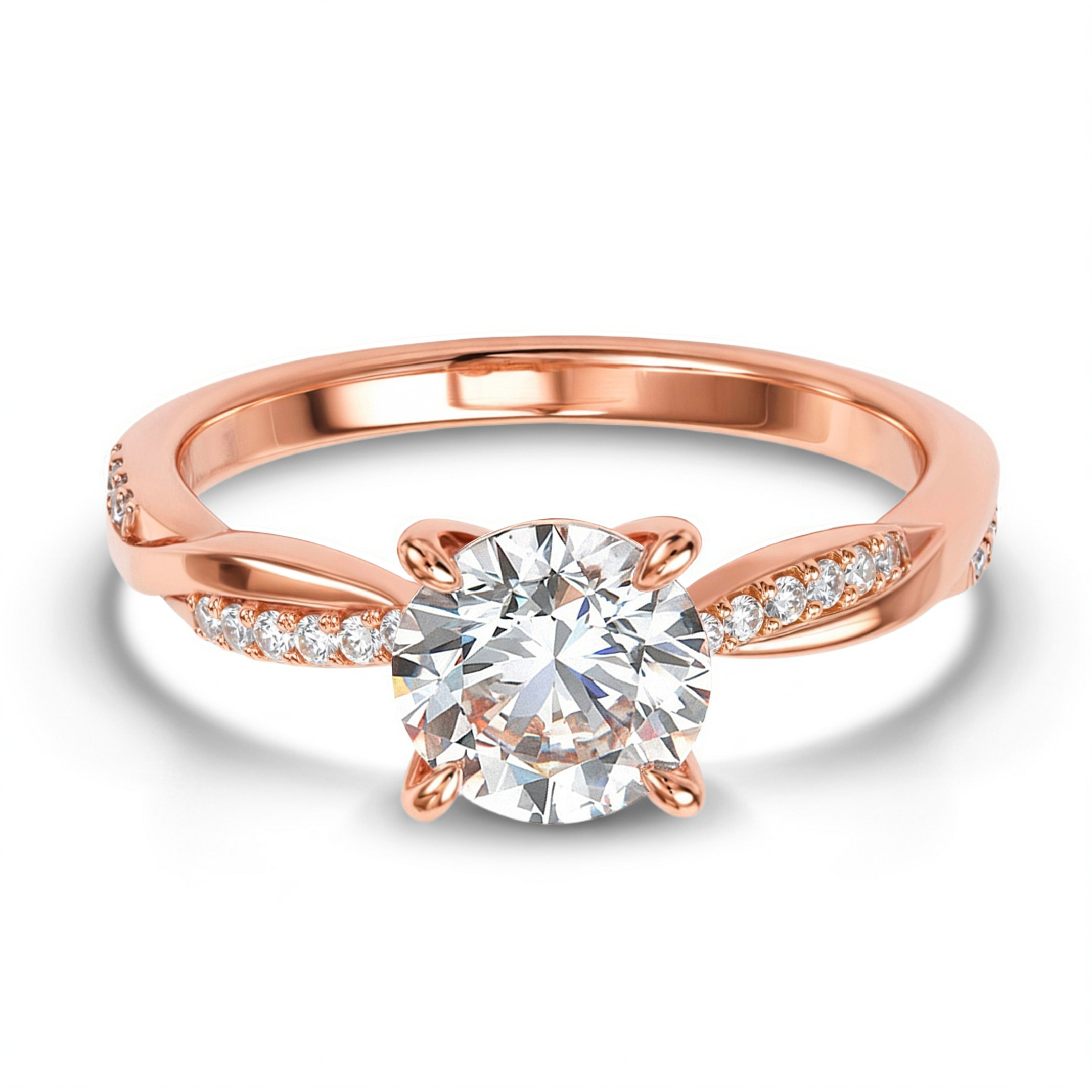 ツイストバンド 3CT ラウンドカット モアッサナイトリング