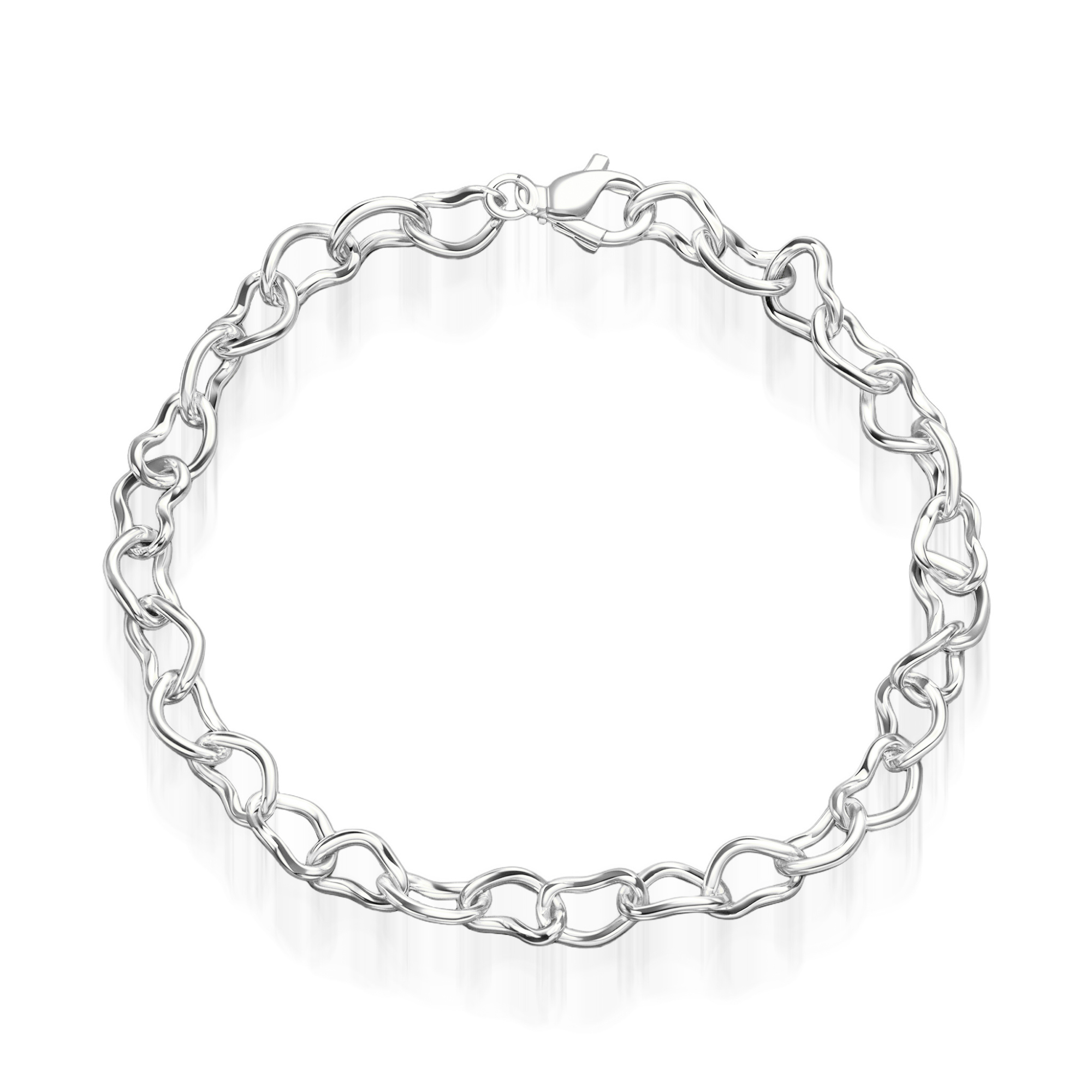 リンクしたハートのブレスレット