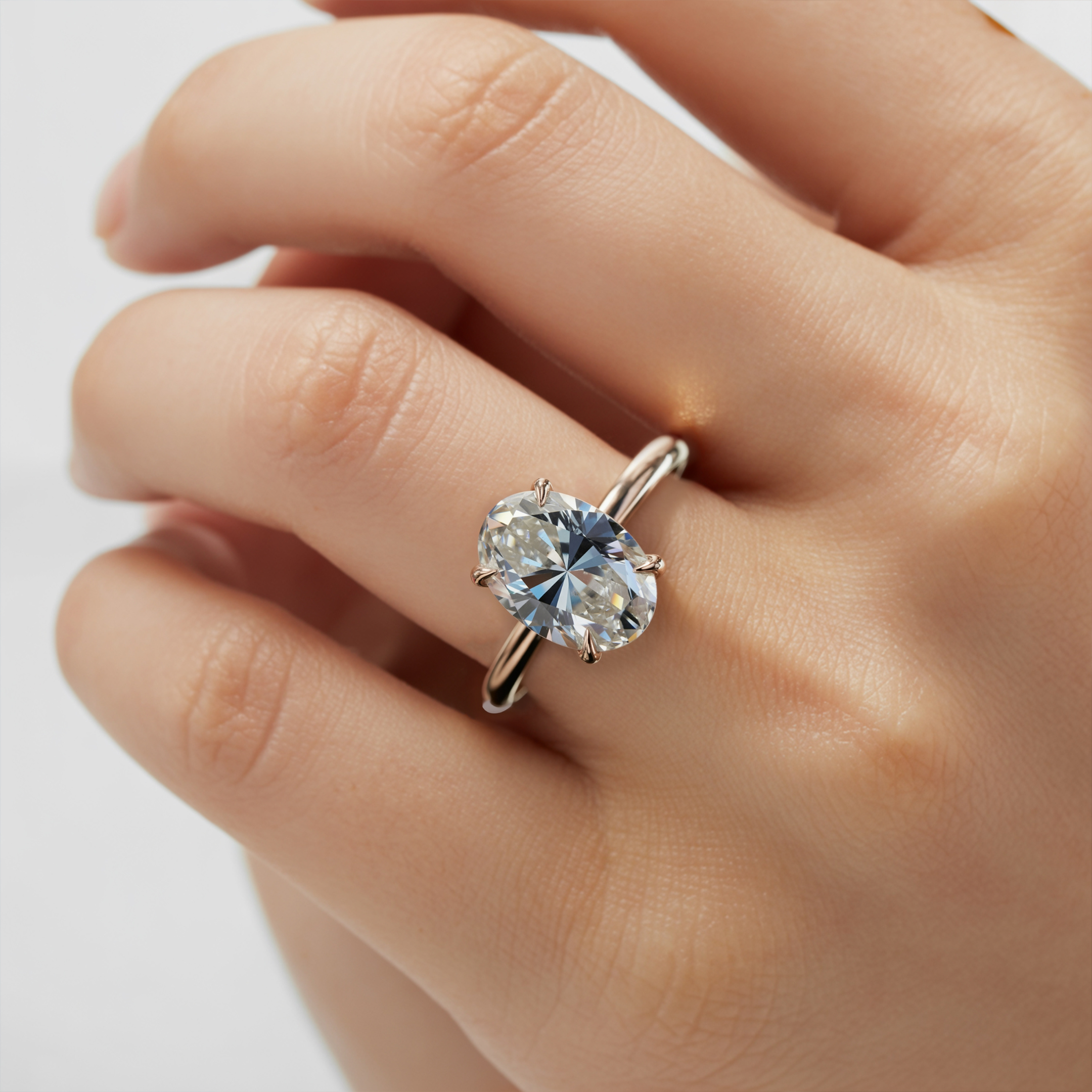 オパライン - ソリティア モアッサナイトリング