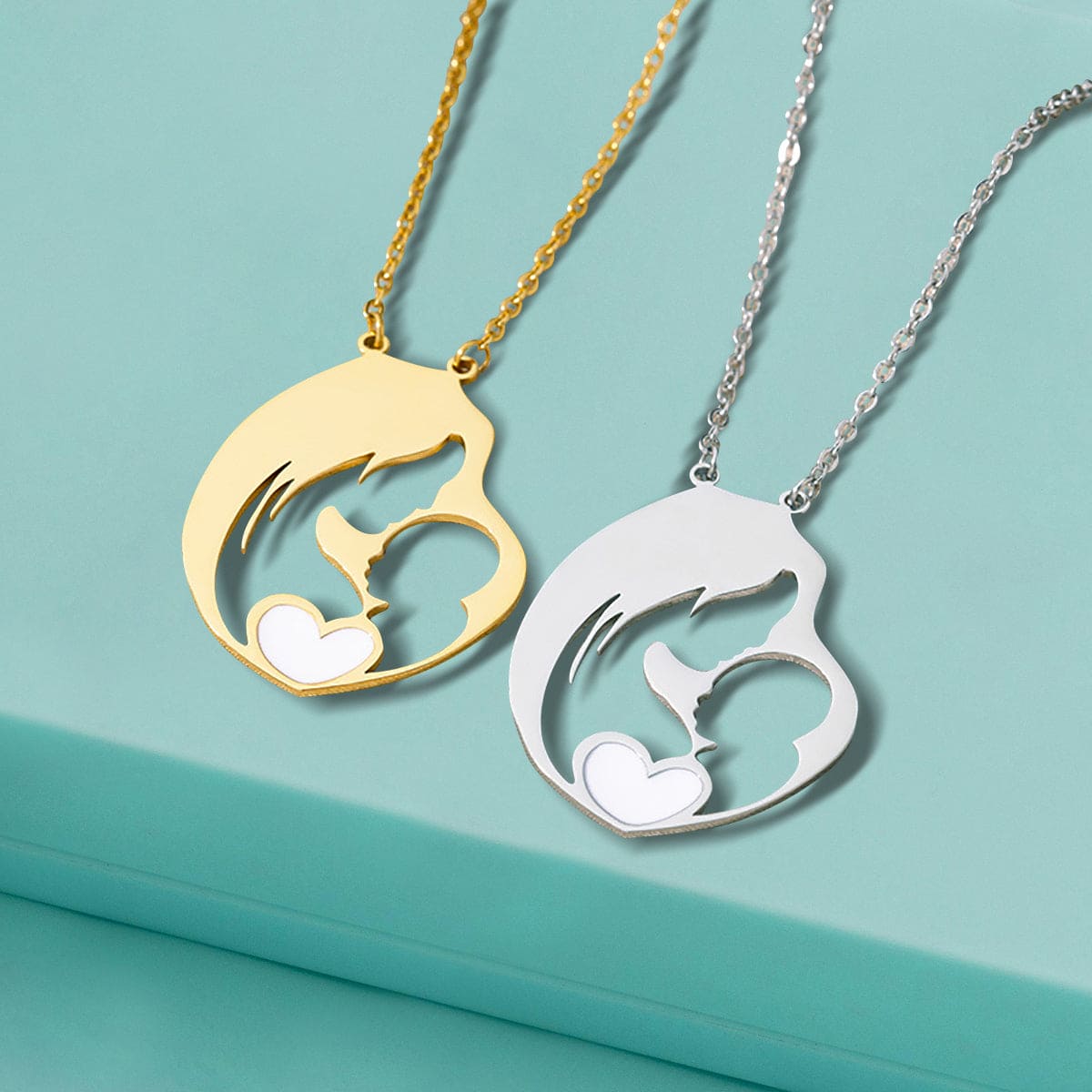 母の愛 ハートペンダントネックレス - ステンレス製