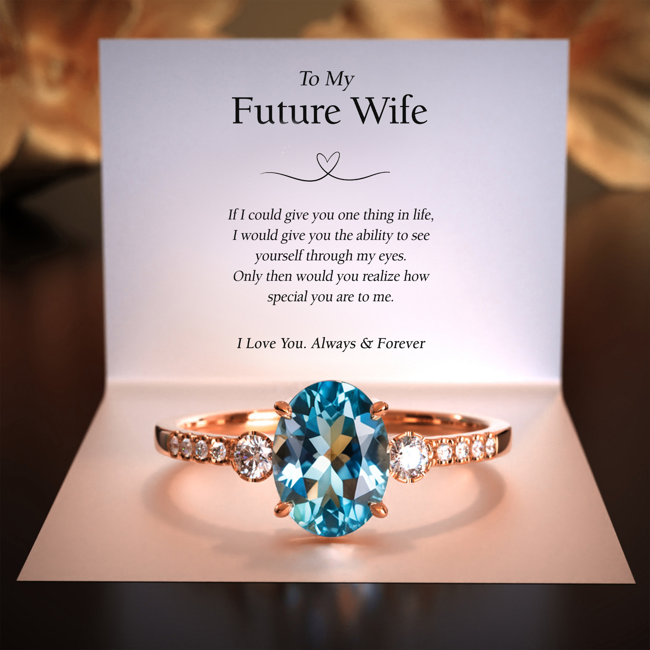 The Luna | 2CT オーバルカット ブルーモアサナイトリング | 未来の妻へ