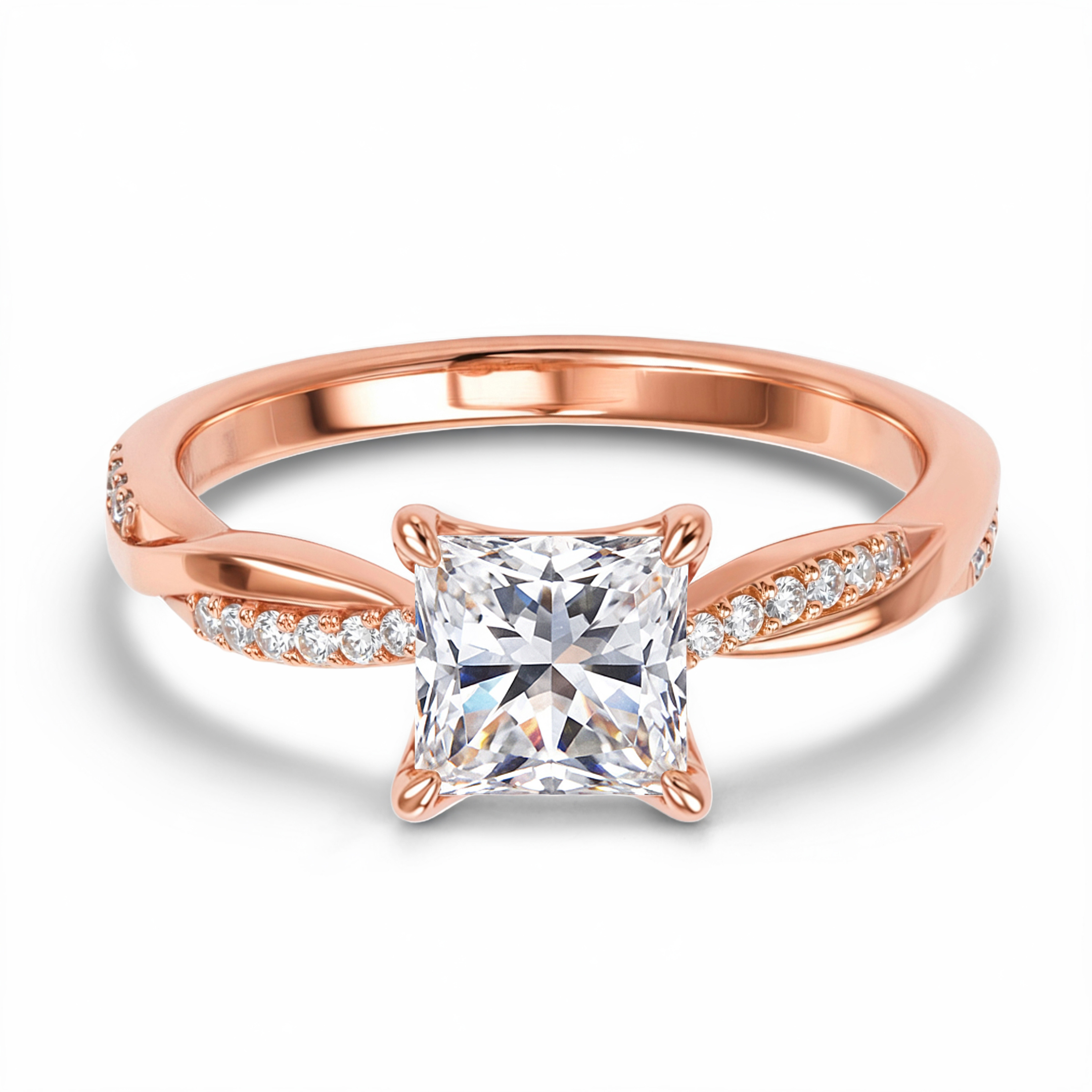 ツイストバンド 1CT プリンセスカット モアッサナイトリング