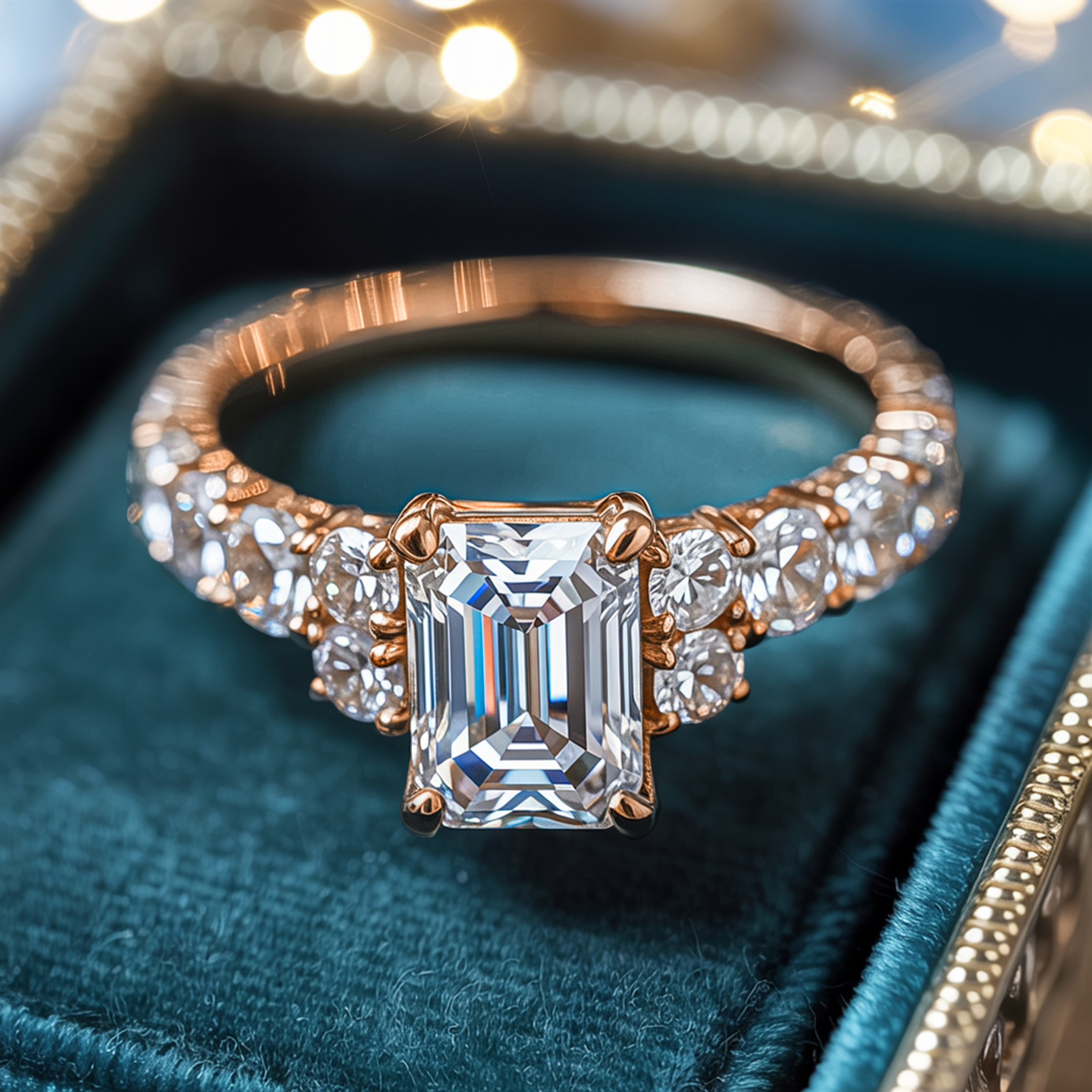 アデリナ・レイ 1CT エメラルドカット モアッサナイトリング