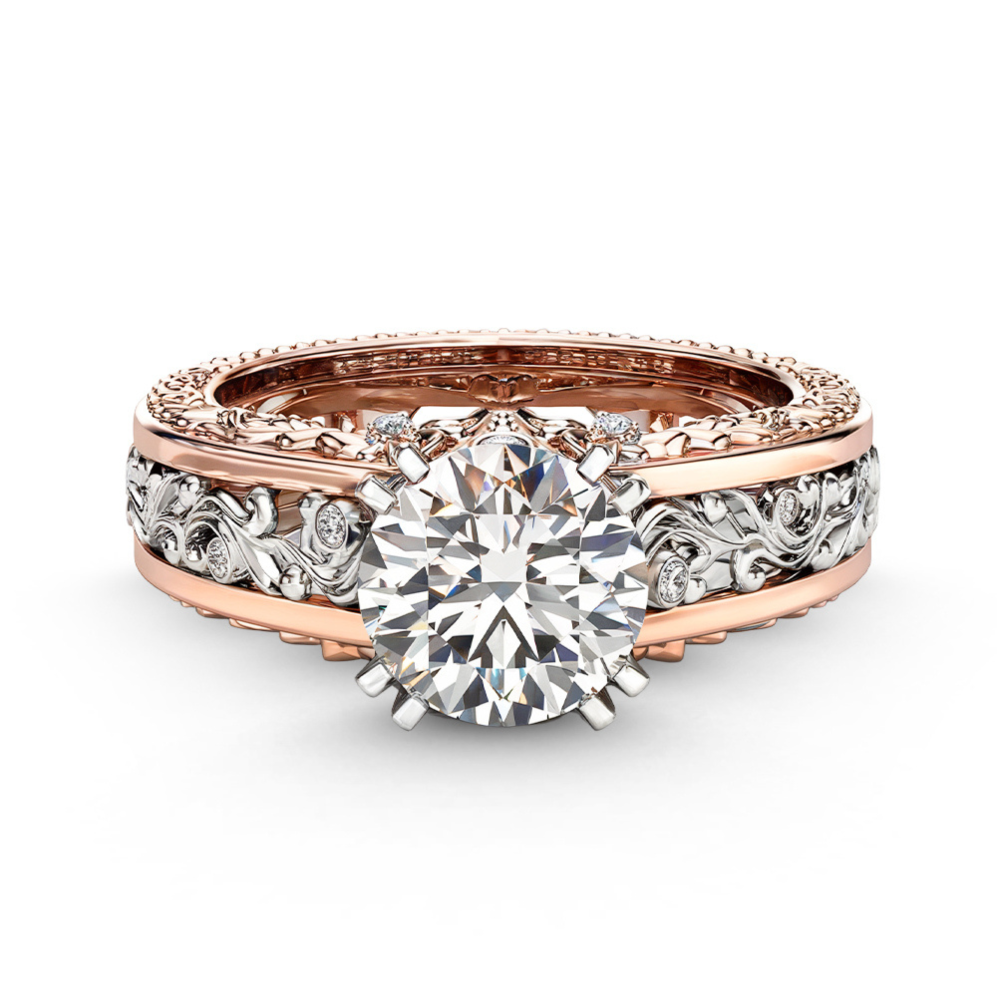 ヴィンテージ 繊細 ラウンドカット ダイヤモンドリング