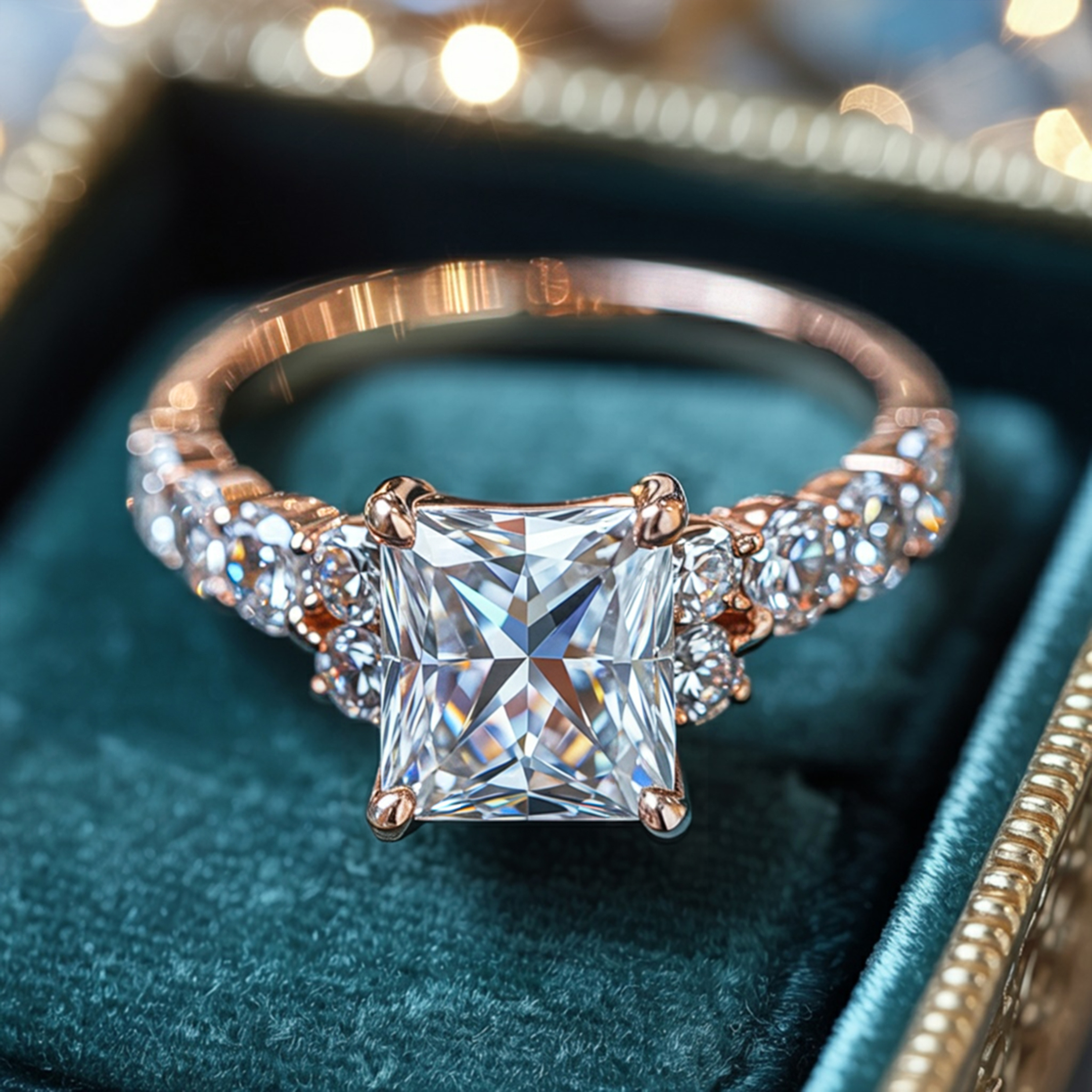 The Adelina Rae — Princess Cut Moissanite Ring
アデリナ・レイ — プリンセスカット モアッサナイトリング