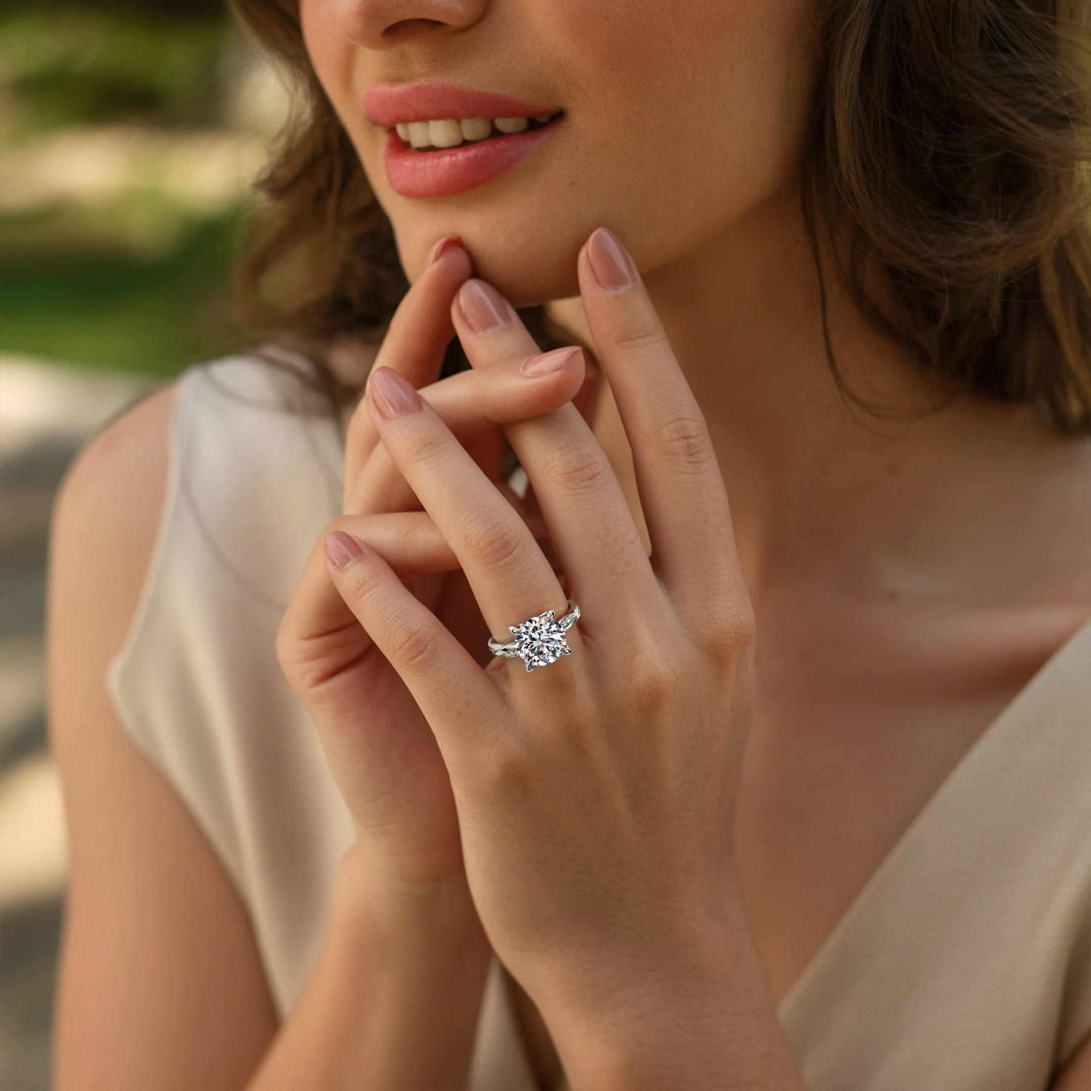 ツイストバンド 5CT ラウンドカット モアッサナイトリング