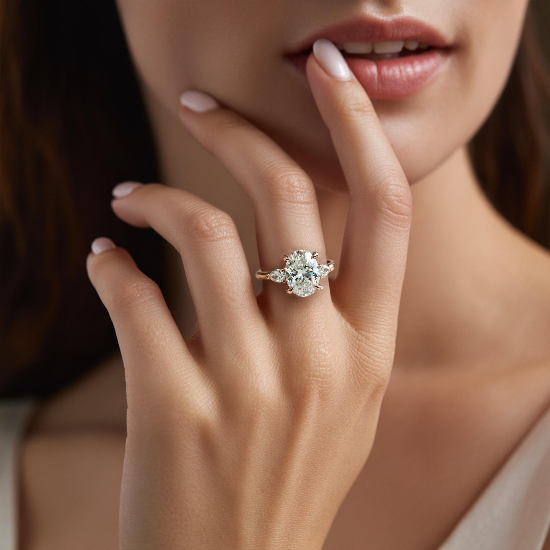 The Celestine - Three Stone Moissanite Ring