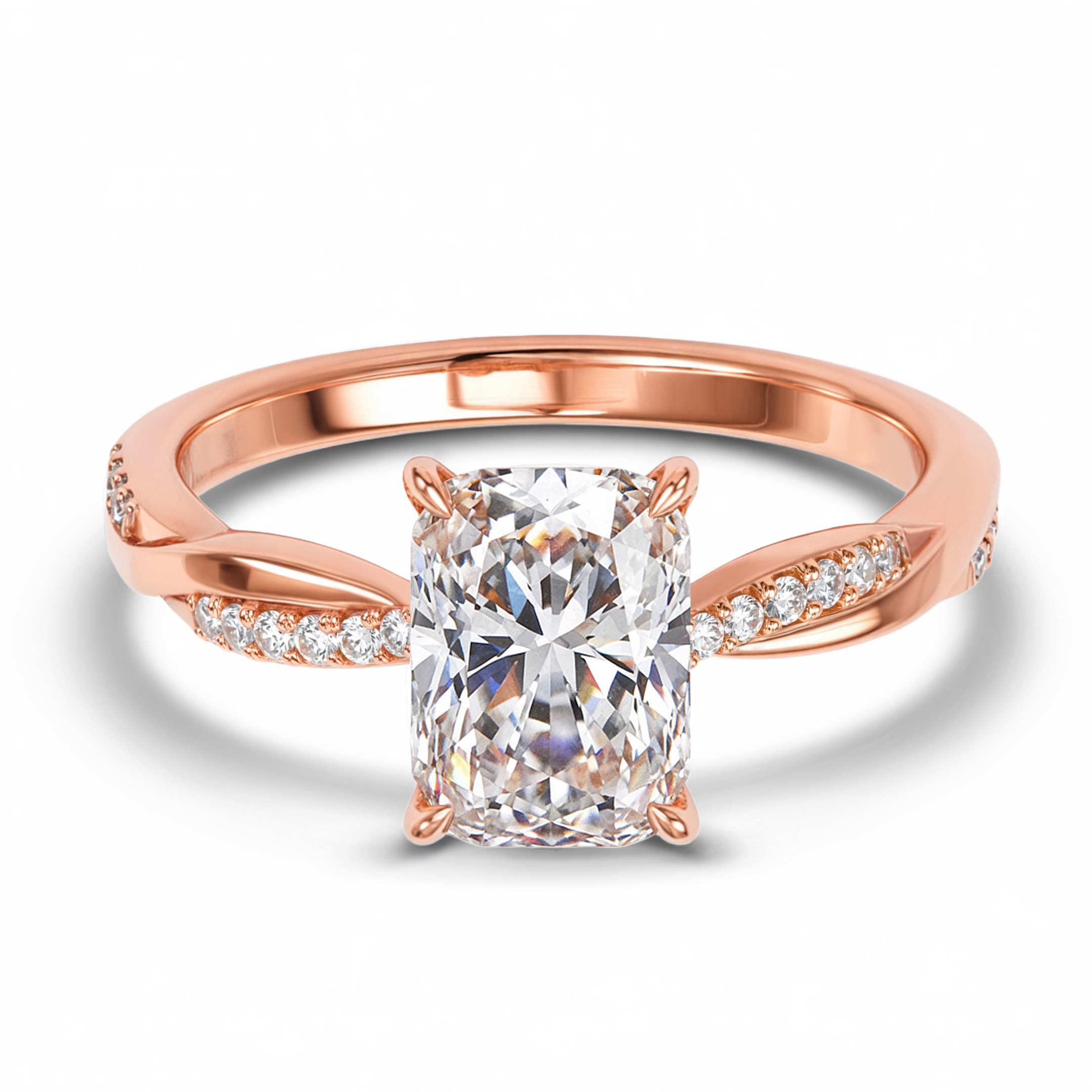 ツイストバンド 1CT ラディアントカット モアッサナイトリング