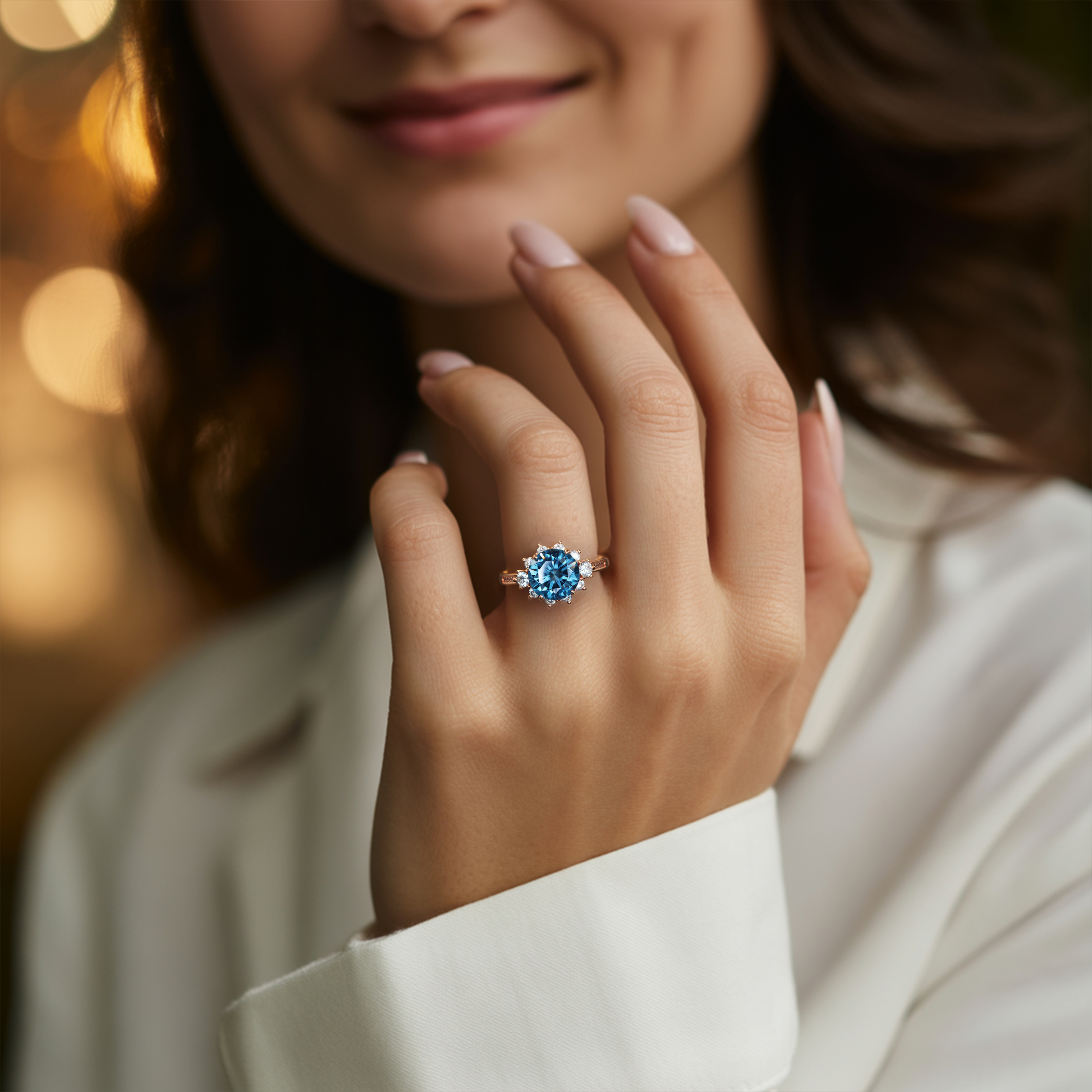 ベサニー 5CT ブルーモアサナイトリング