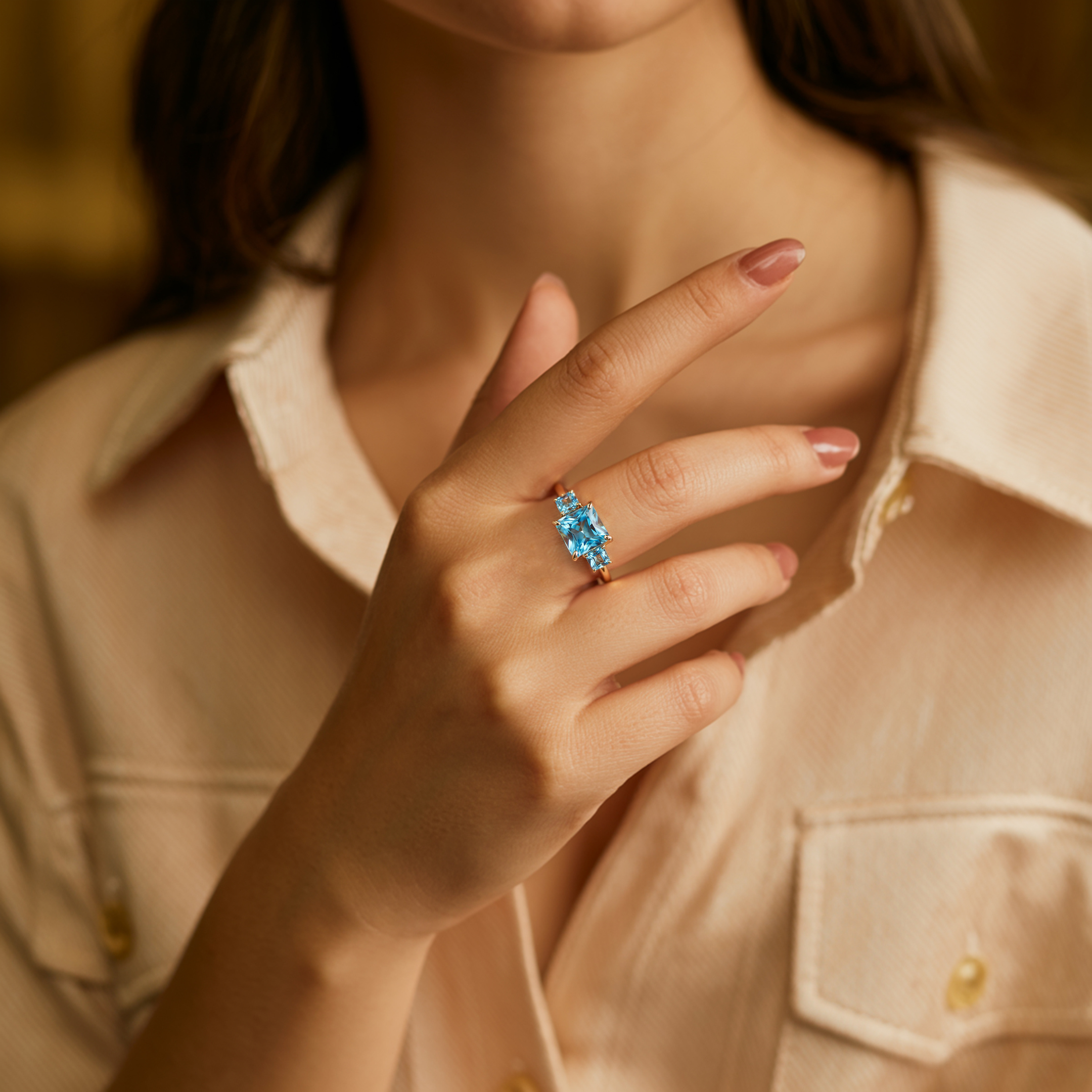 カテリーナ – スリーストーン モアッサナイトリング