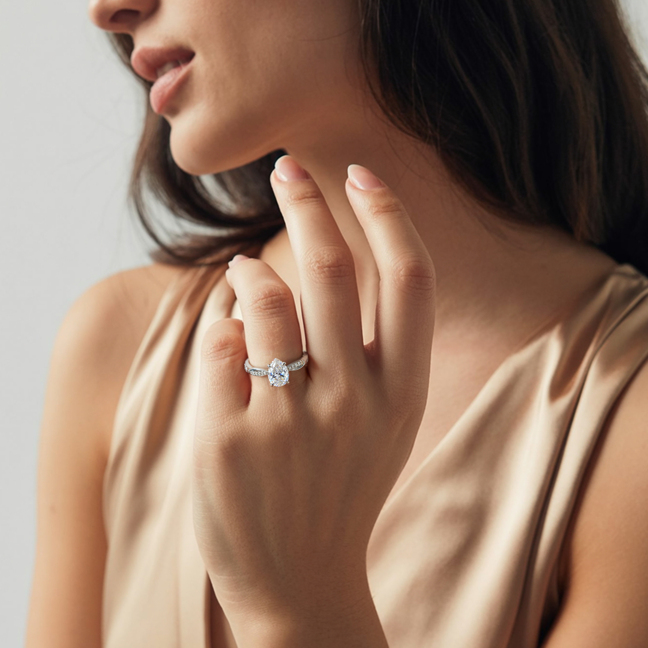 ツイストバンド 1CT ペアカット モアッサナイトリング