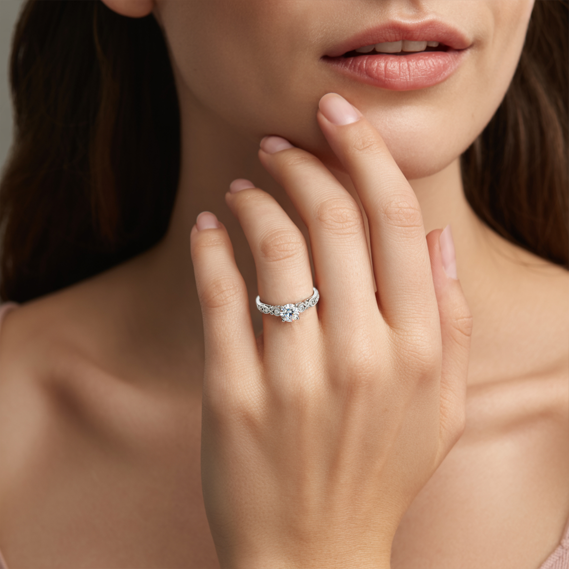 1CT ラウンドカット ヴィンテージ モアッサナイトリング