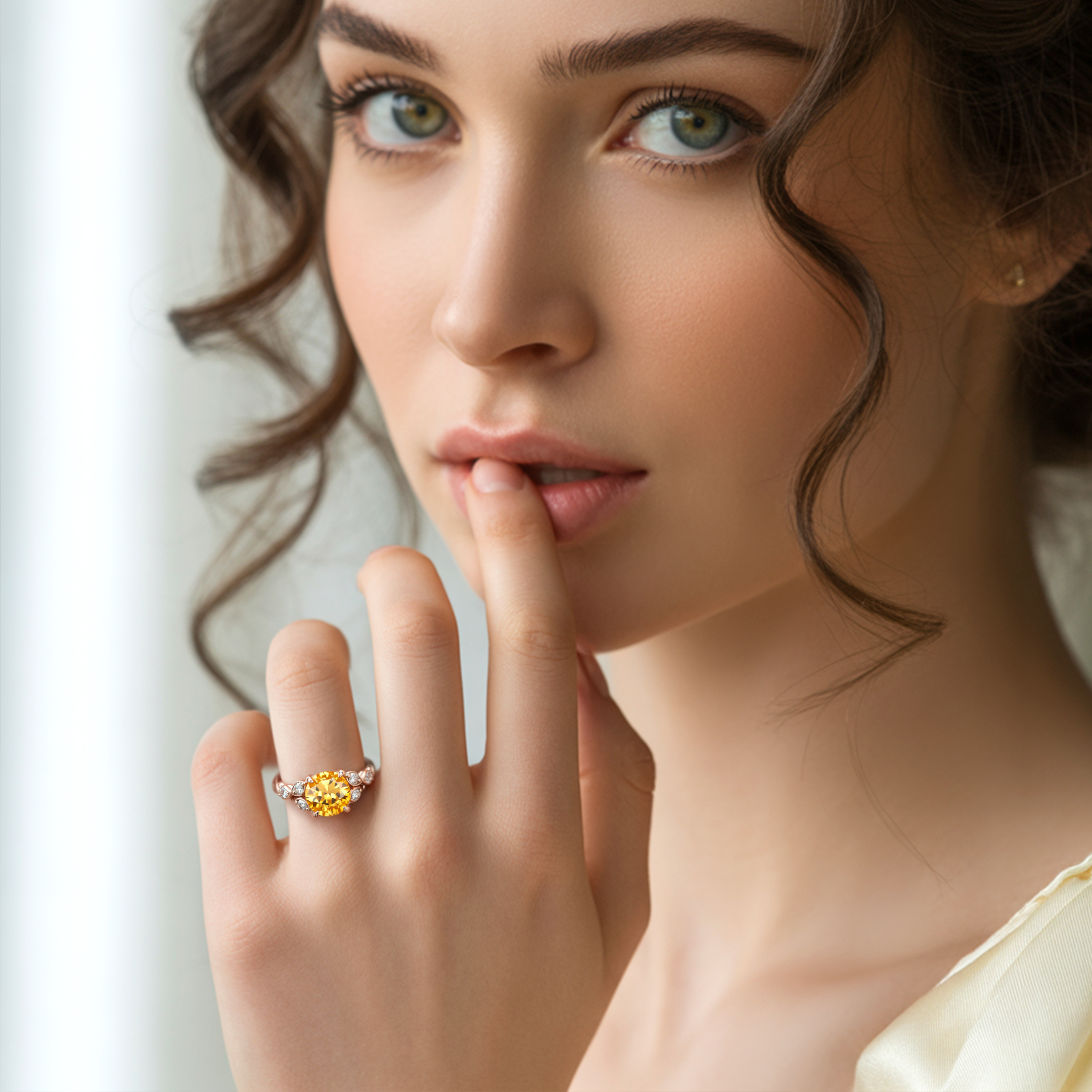 <Katalina>1.5CTラウンドカットイエローモアサナイトリング