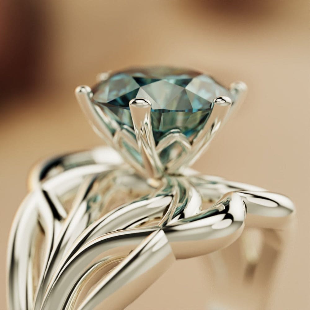 Azure Dream: ラウンドカット アクアマリン リング - S925 スターリングシルバー