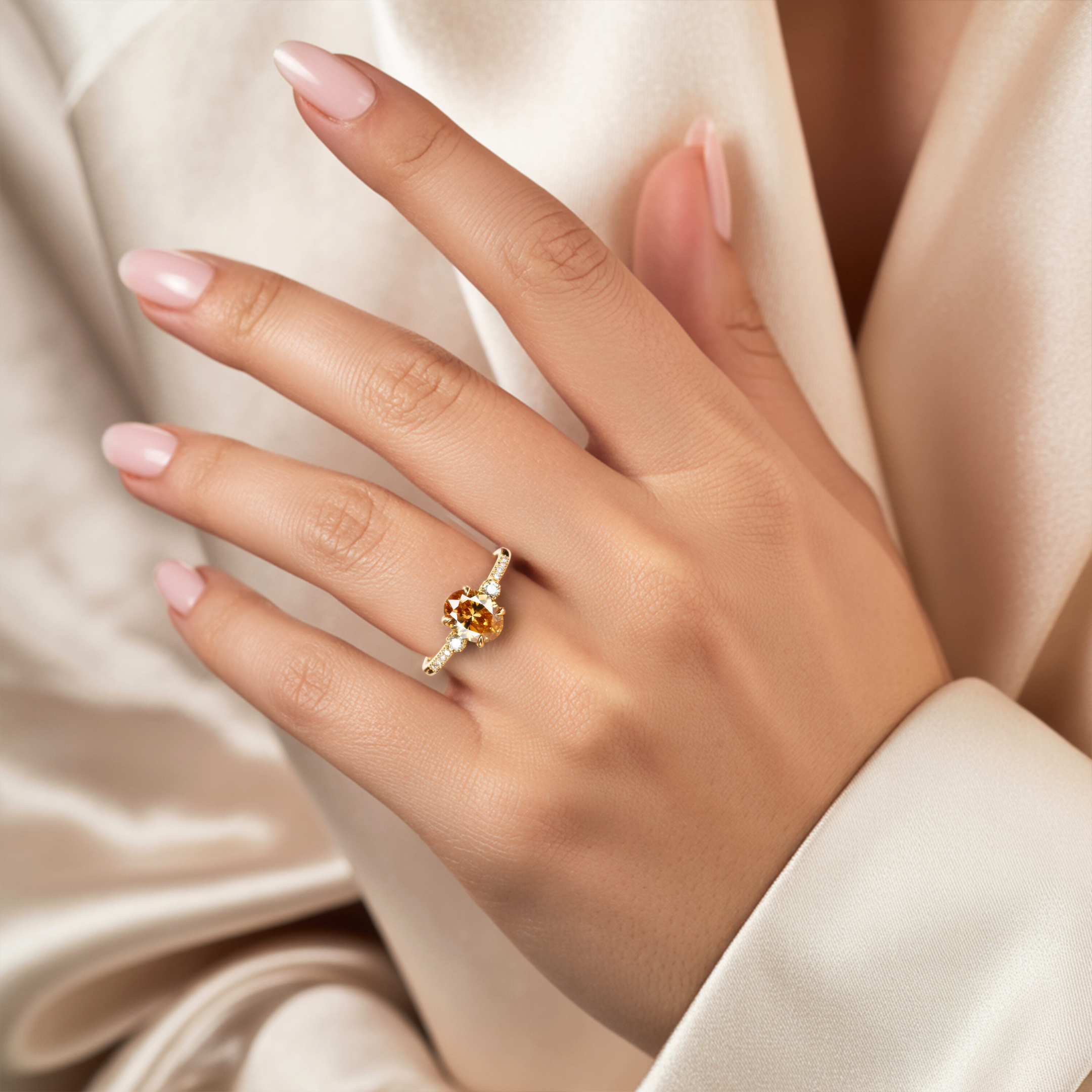 The Luna | 未来の妻へ | 2CTオーバルカットイエローモアサナイトリング