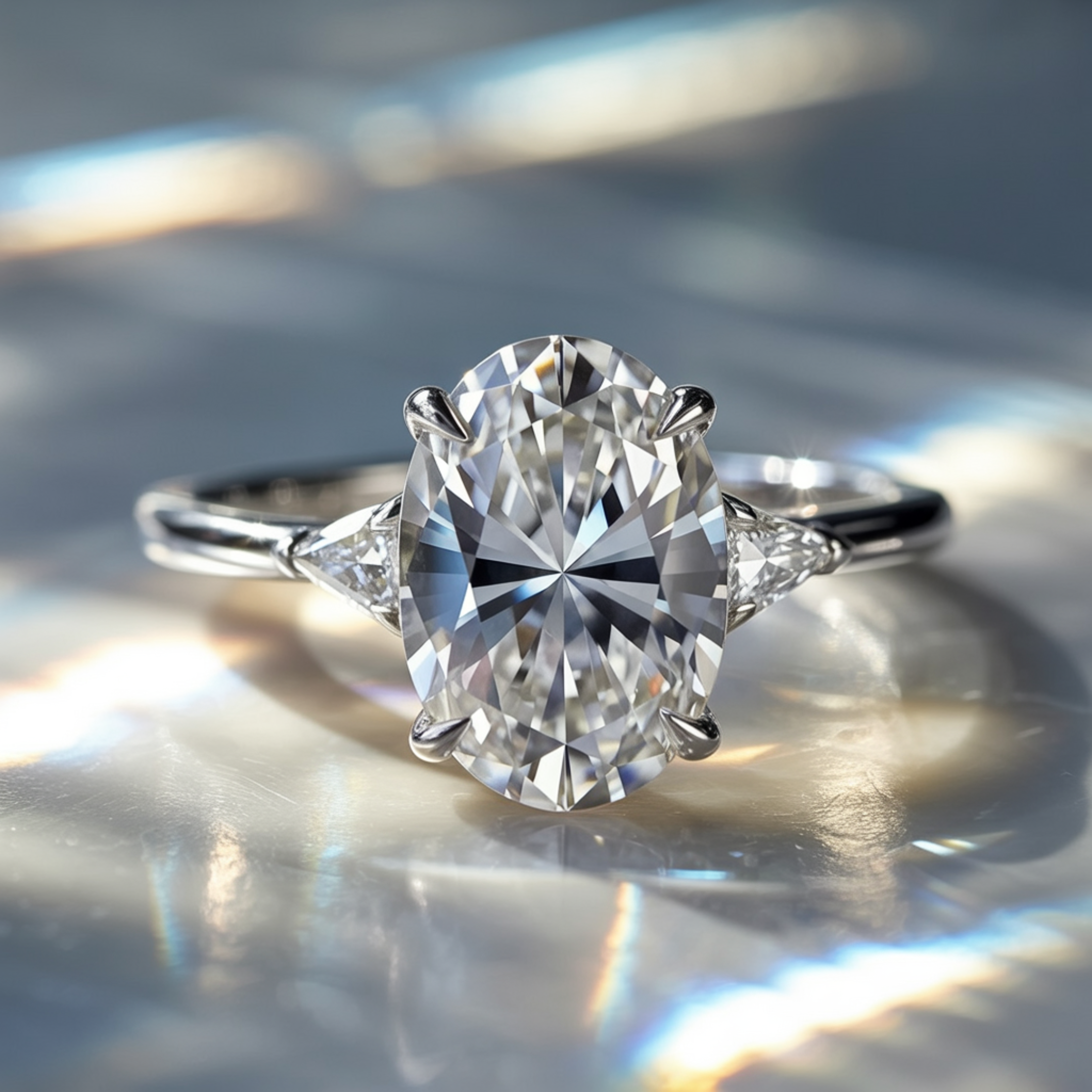 The Opaline - Three Stone Moissanite Ring