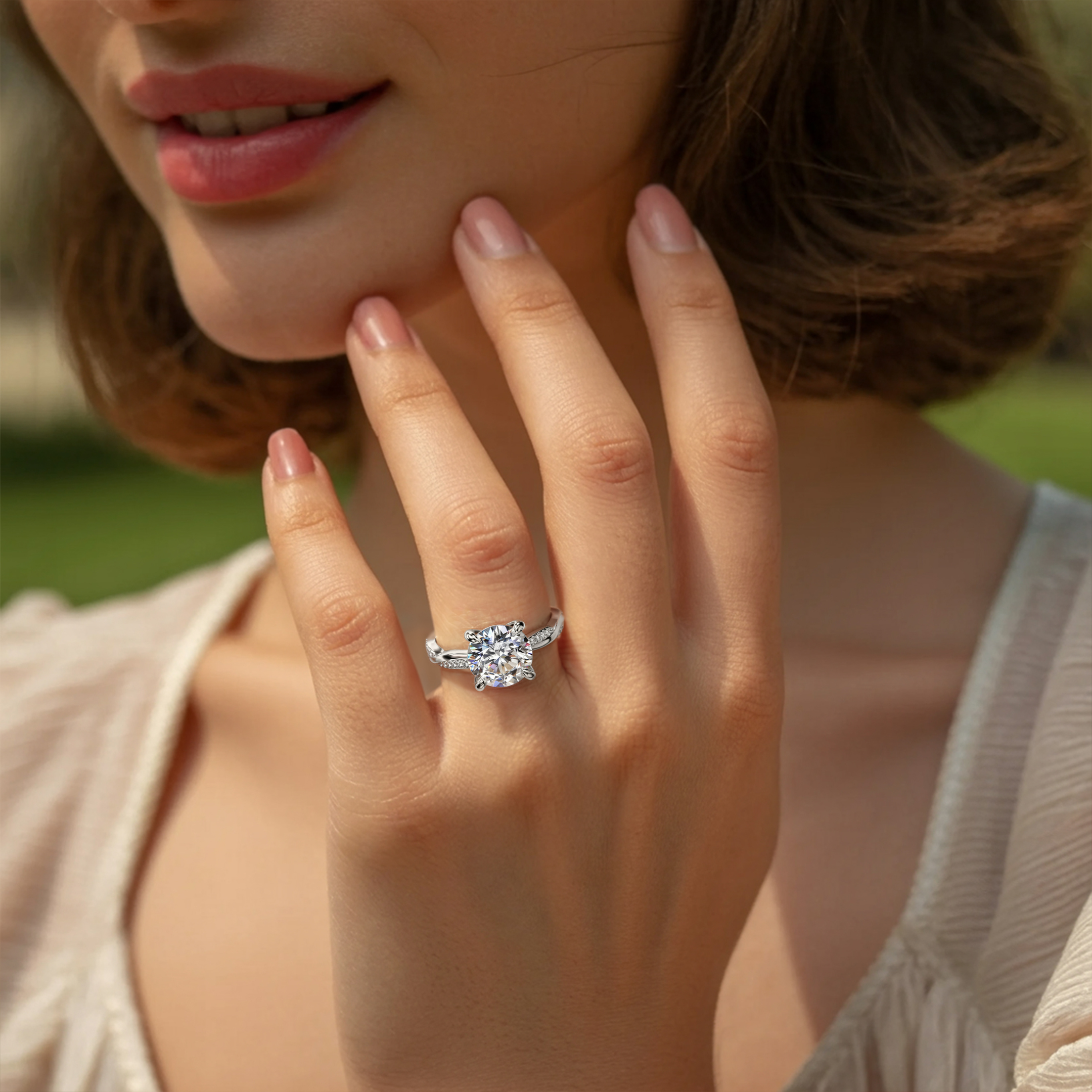 ツイストバンド 4CT ラウンドカット モアッサナイトリング