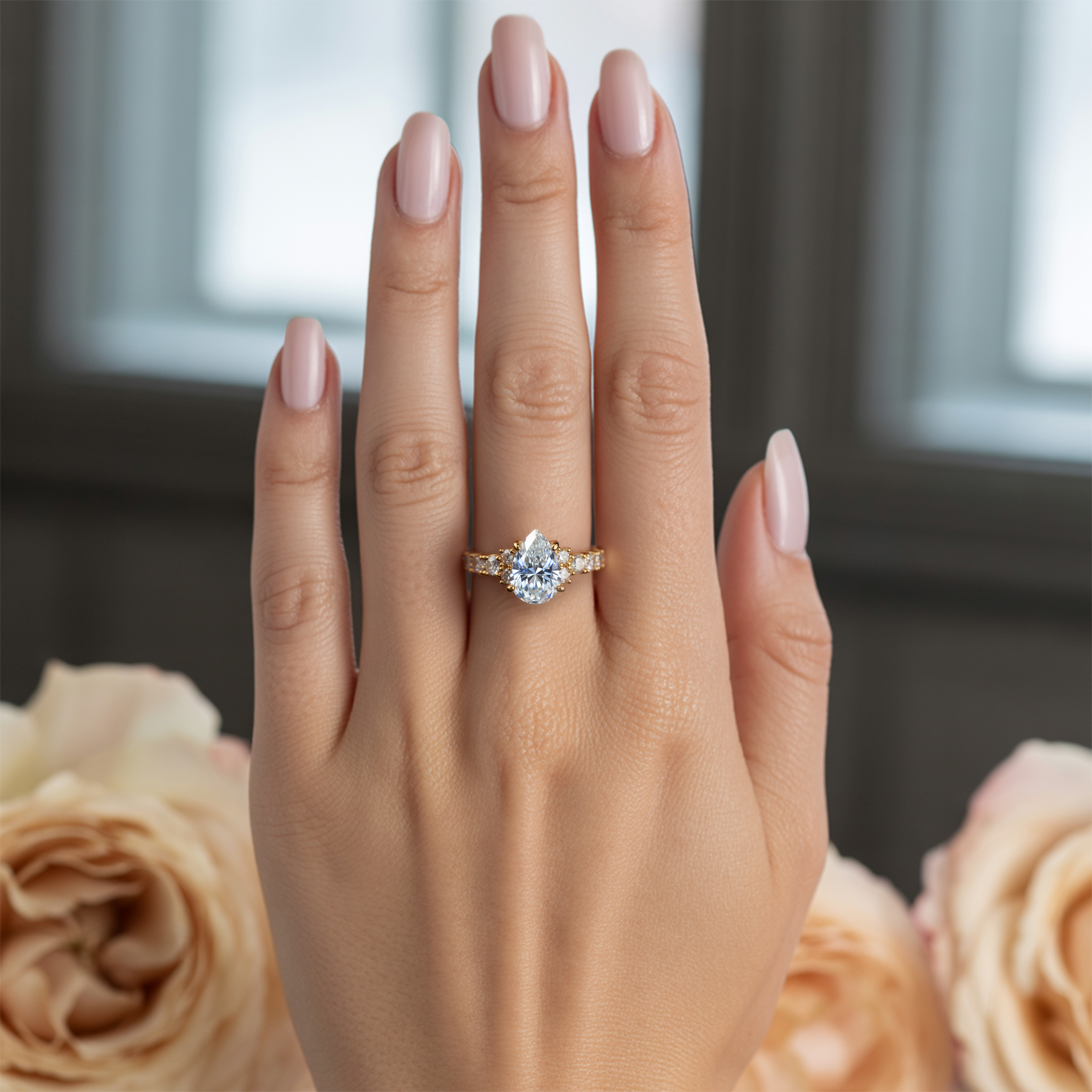 The Adelina Rae — Pear Cut Moissanite Ring
アデリナ・レイ — ペアカット モアッサナイトリング