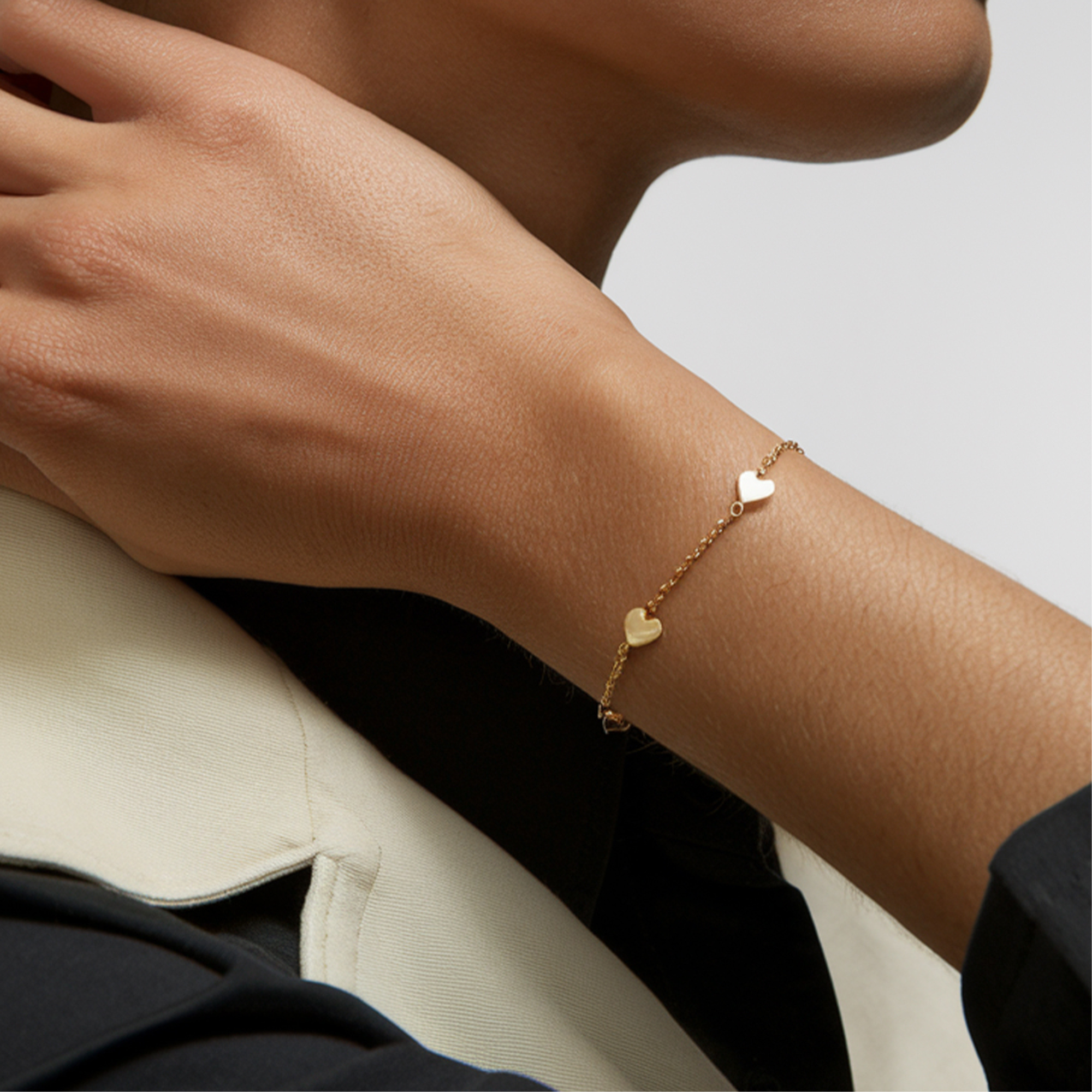 繊細なハートチャーム シルバーブレスレット