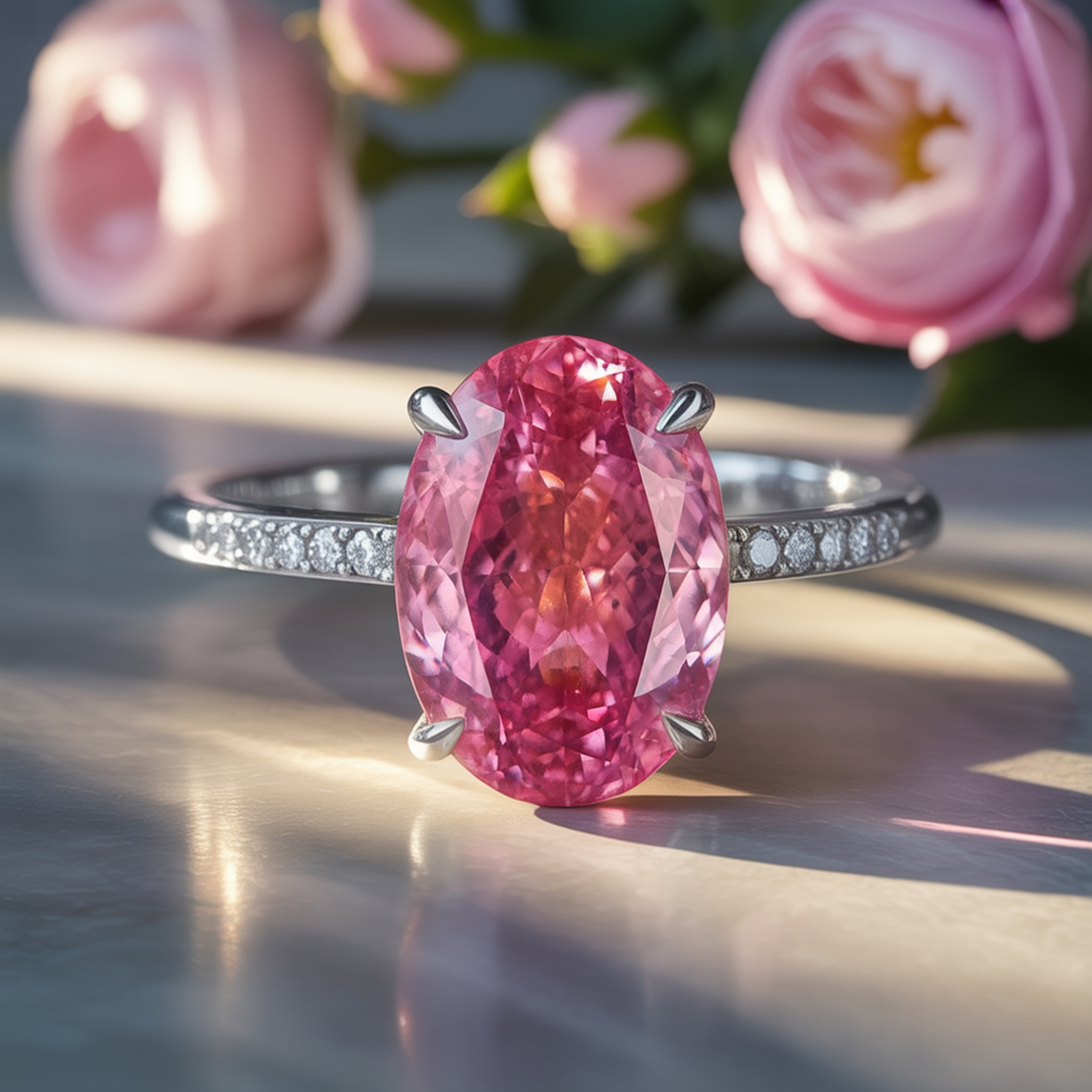 The Opaline - Pink Moissanite Ring