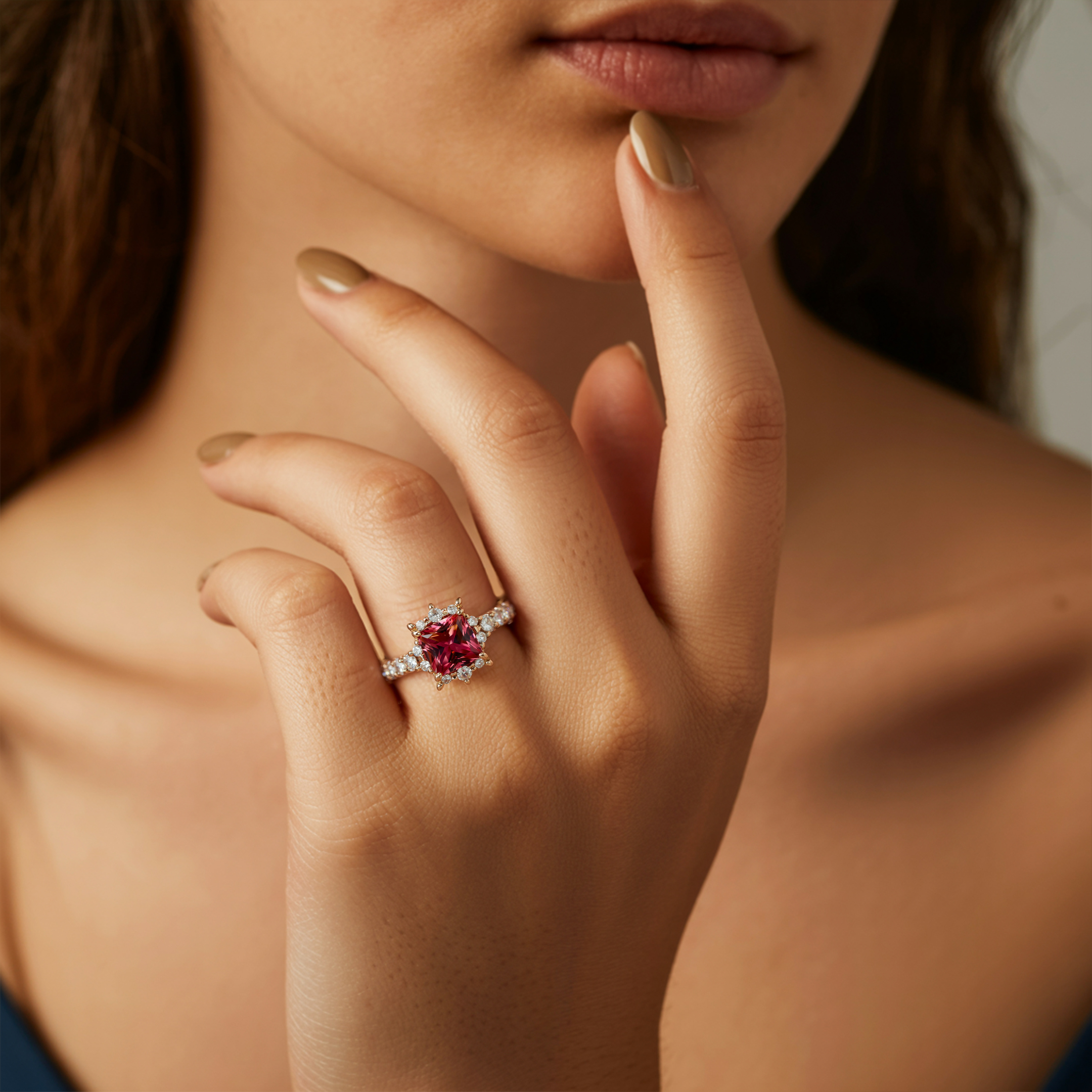 カテリーナ 1CT プリンセスカット レッドモアサナイトリング