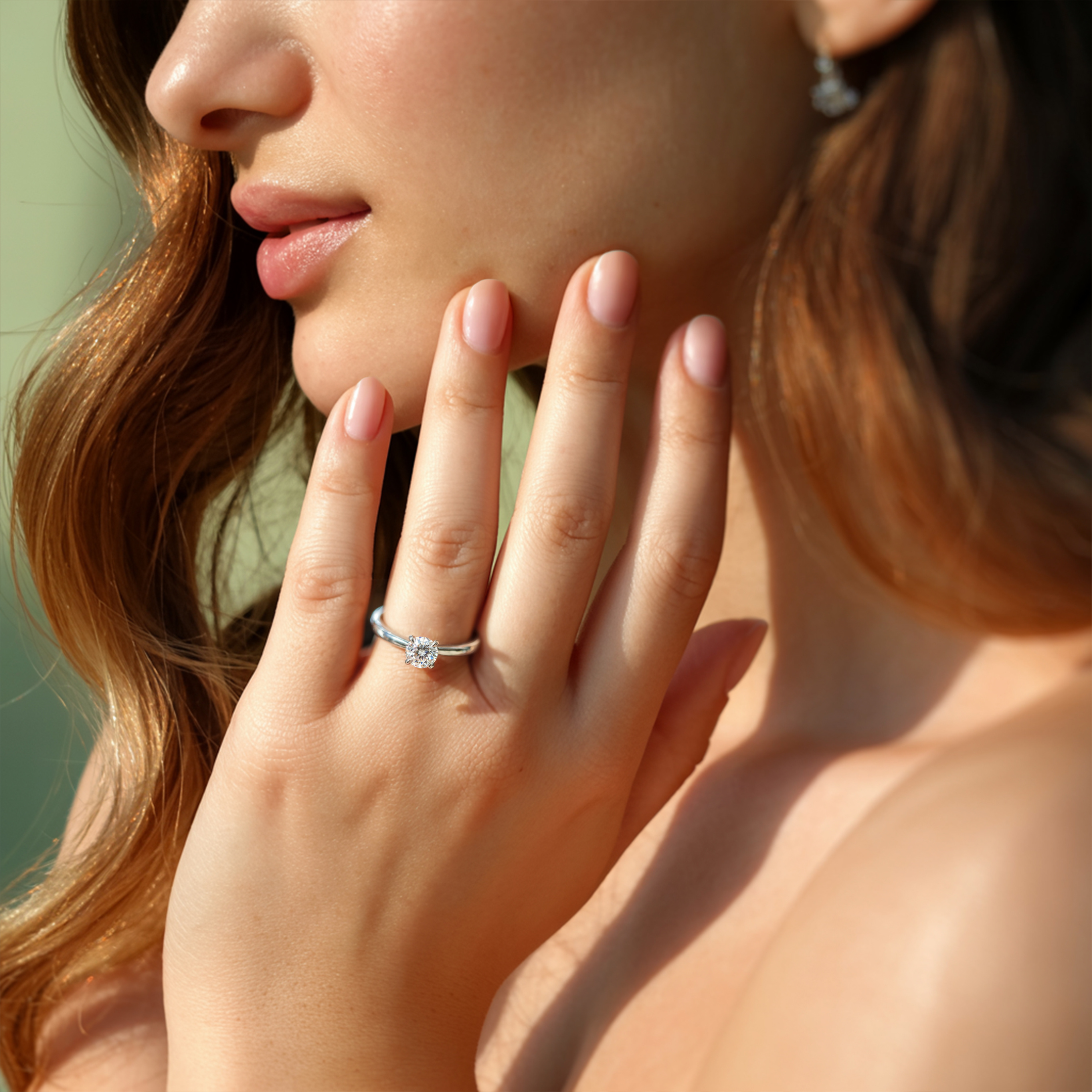 1CT ラウンドカット モアサナイト ソリティアリング