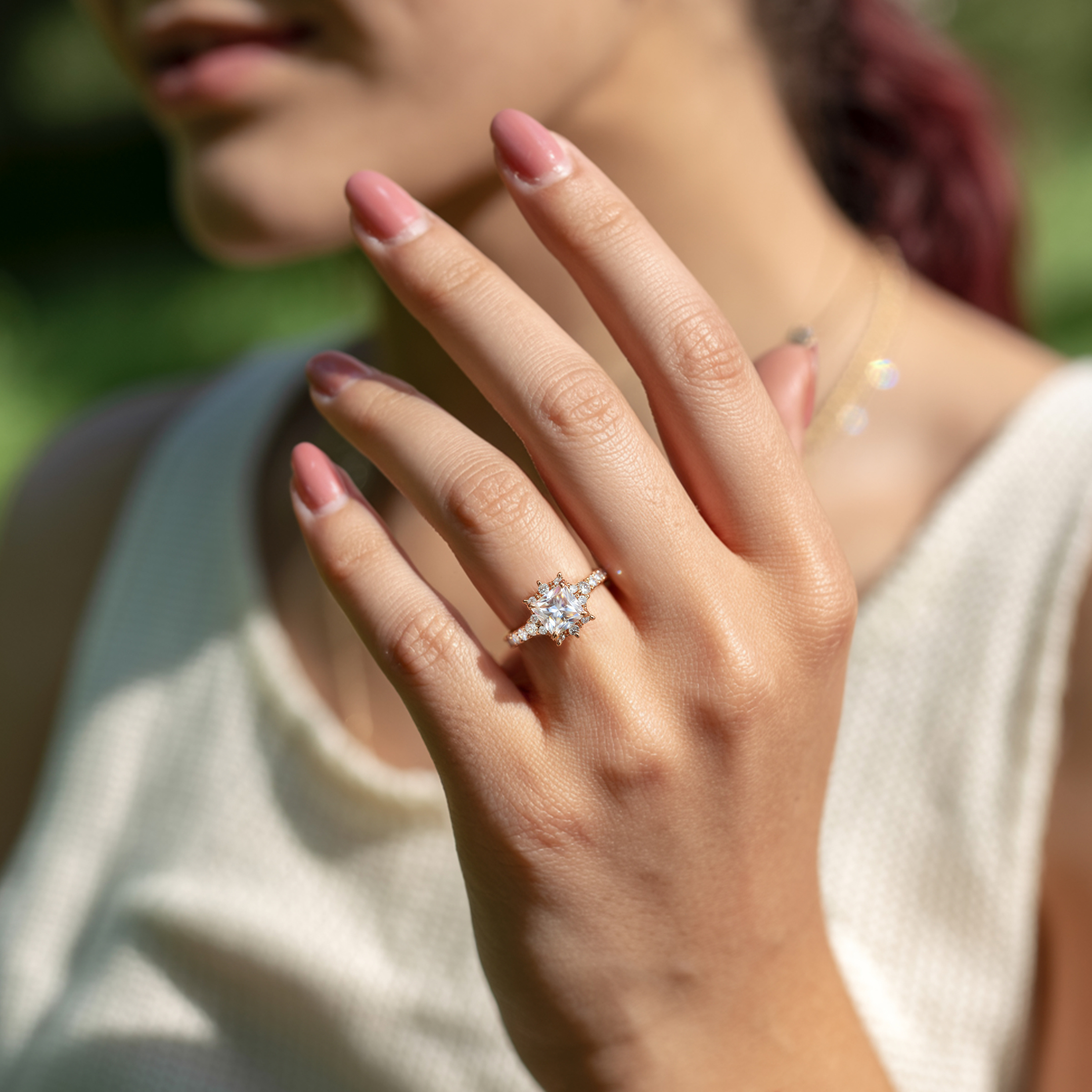 カテリーナ 1CT プリンセスカット ホワイトモアサナイトリング