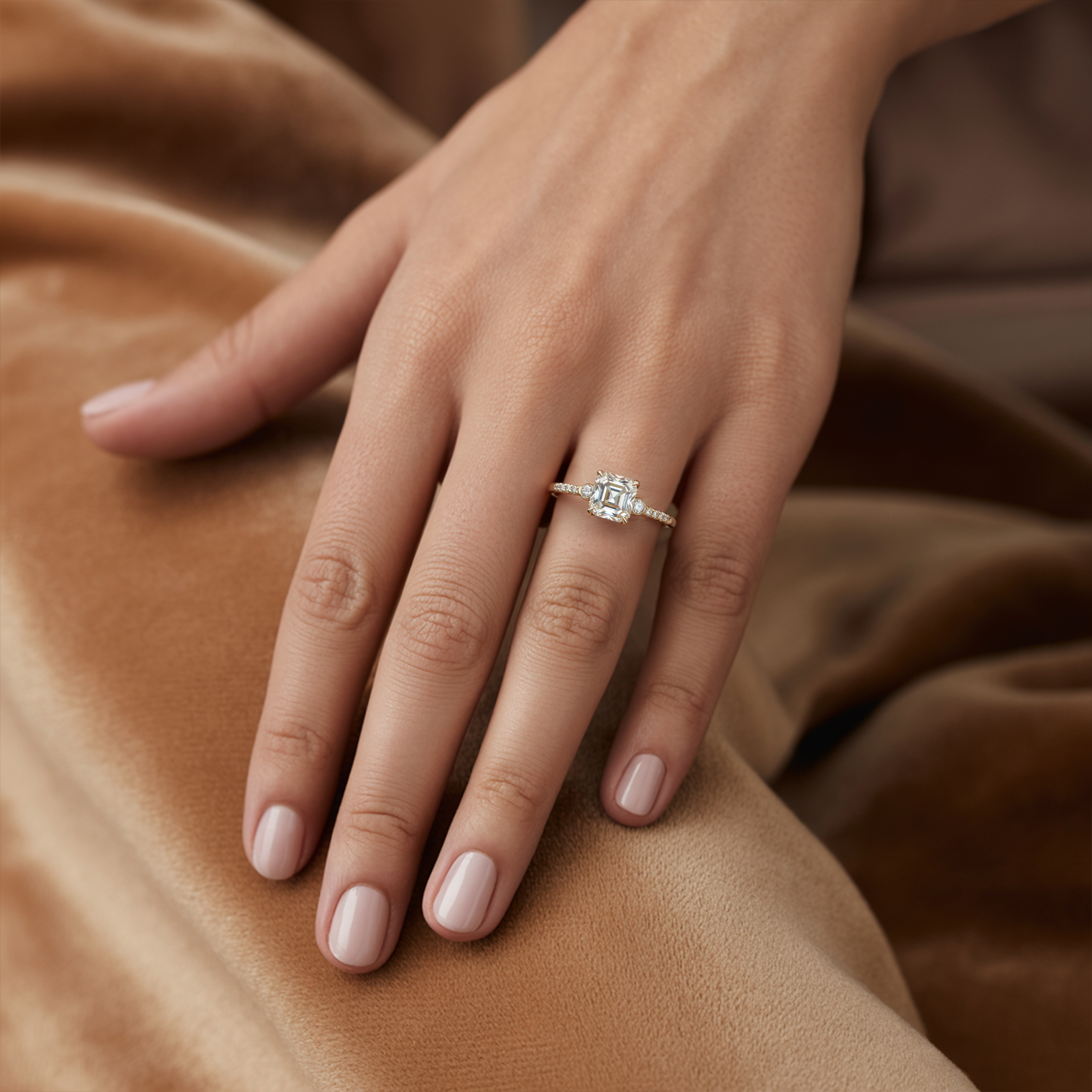 The Luna | 未来の妻へ – アッシャーカット モアサナイトリング