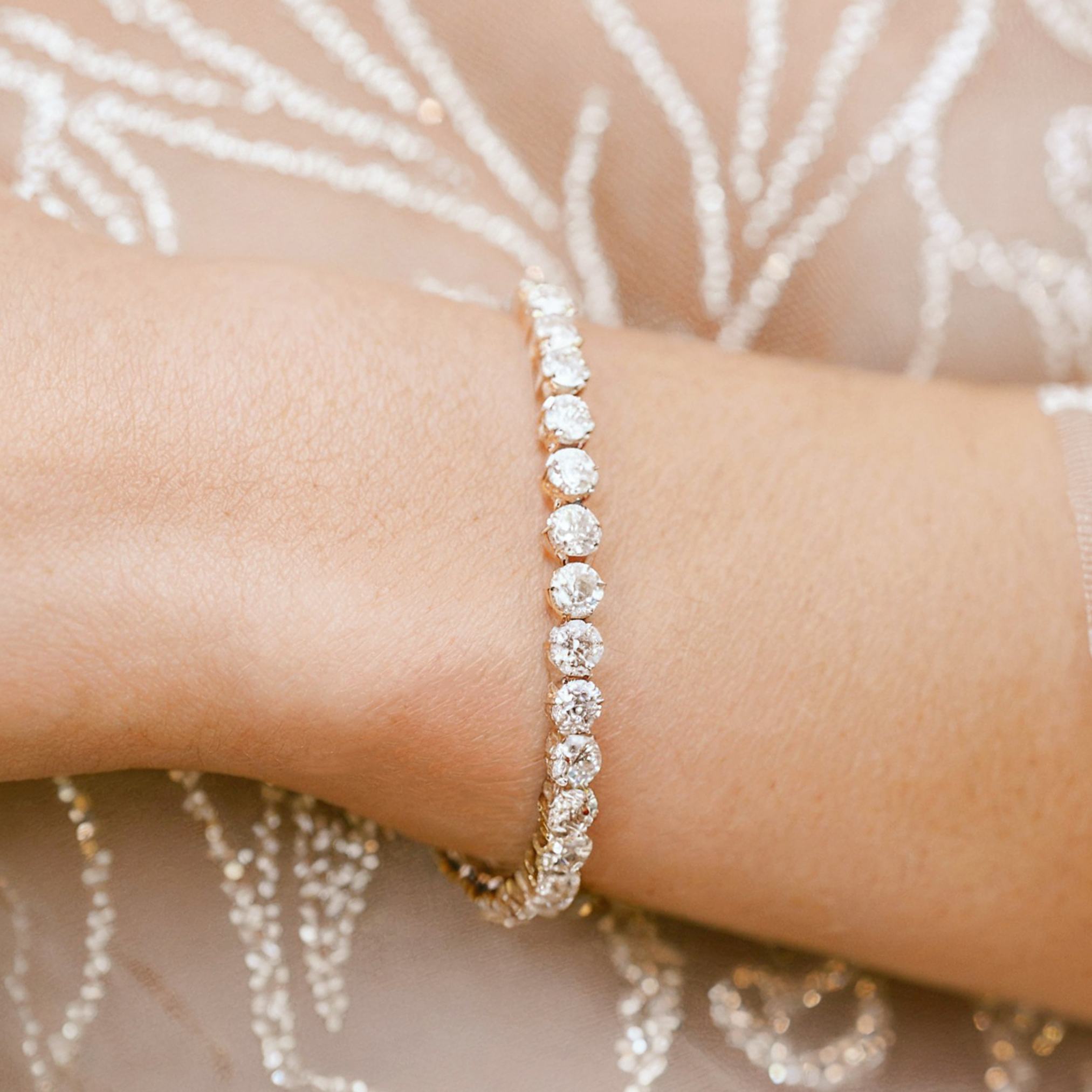 エレガント モアッサナイト ローズゴールド テニスブレスレット