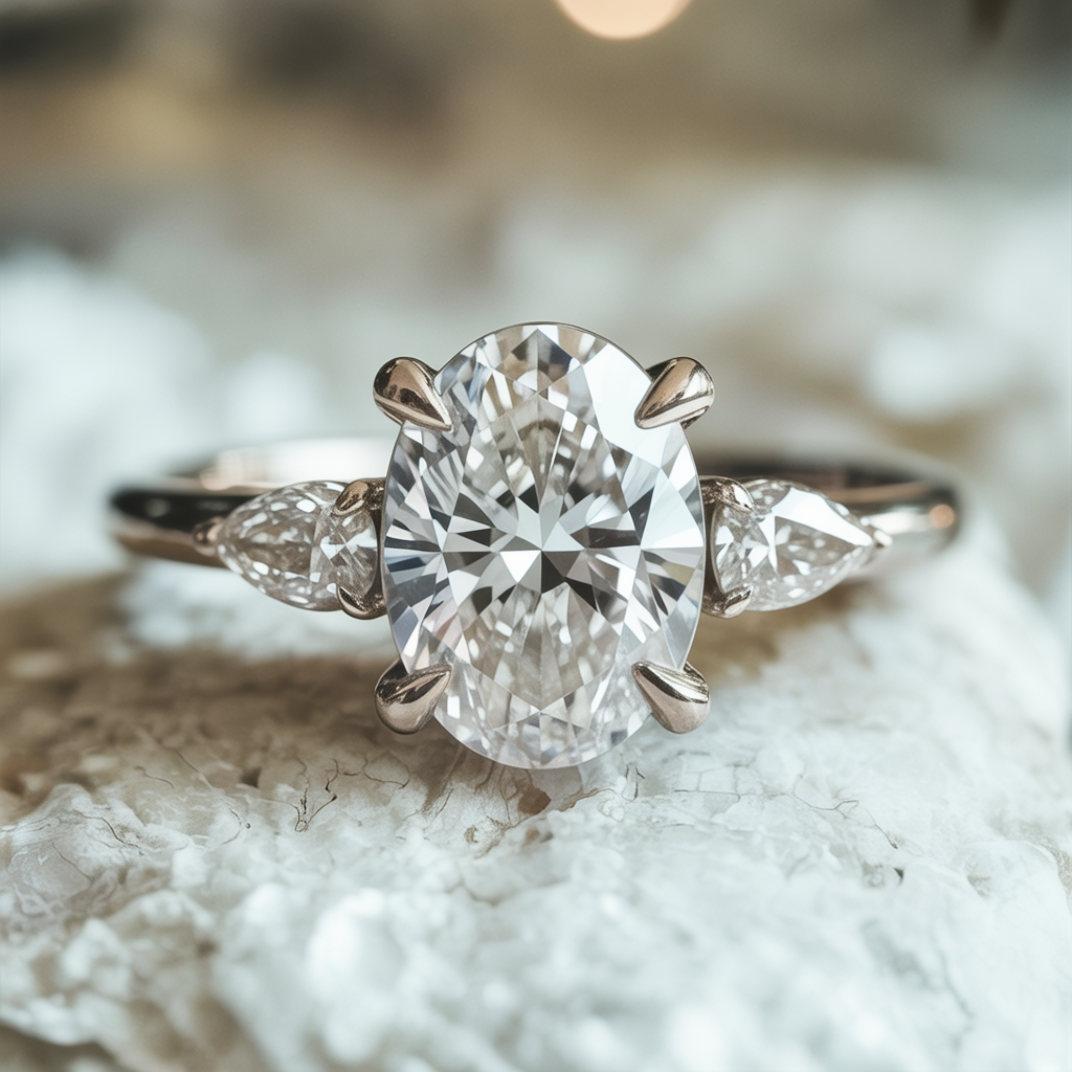 The Celestine - Three Stone Moissanite Ring