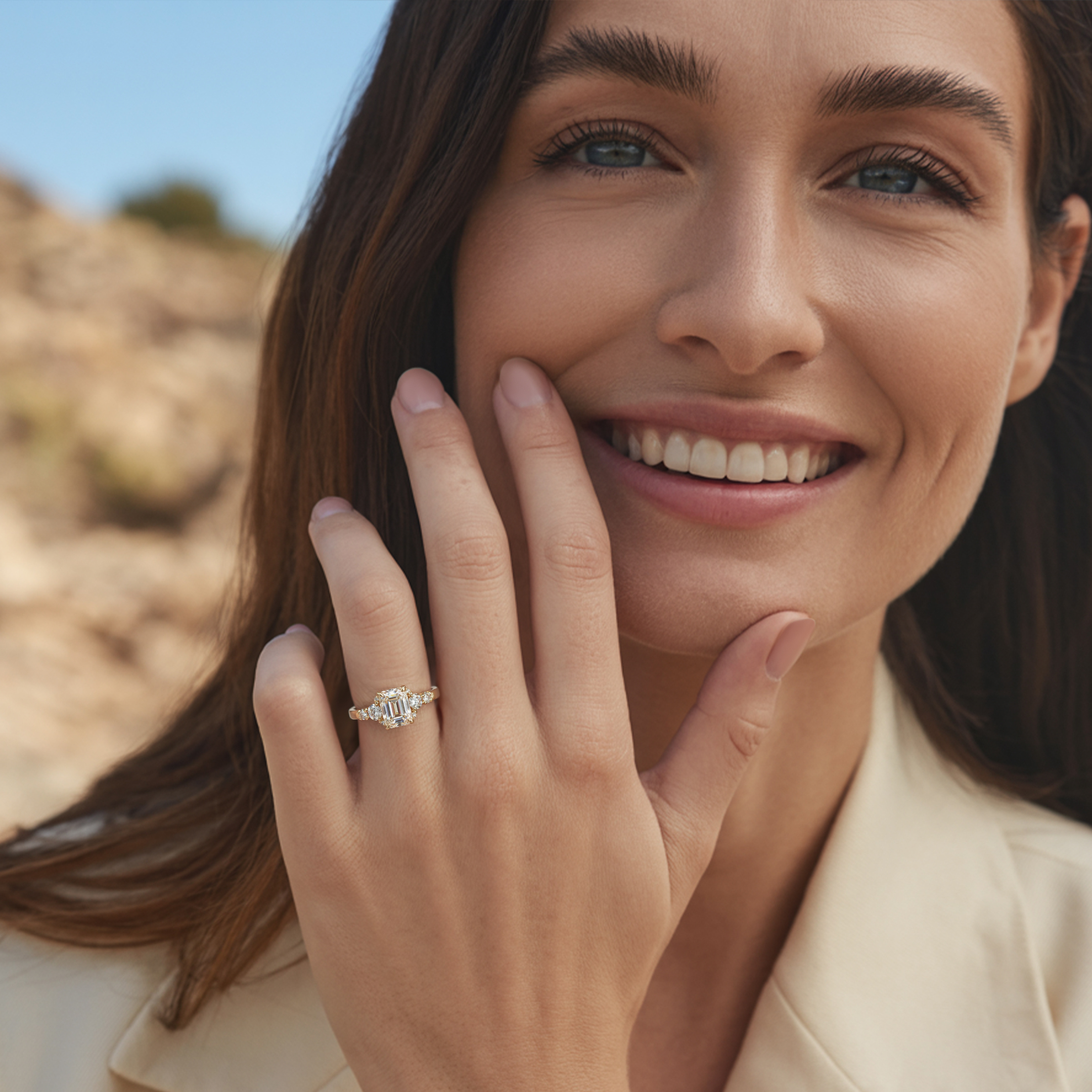 <The Bella Jewel 2CT Emerald Cut Moissanite Ring>
ベラジュエル 2CT エメラルドカット モアッサナイトリング