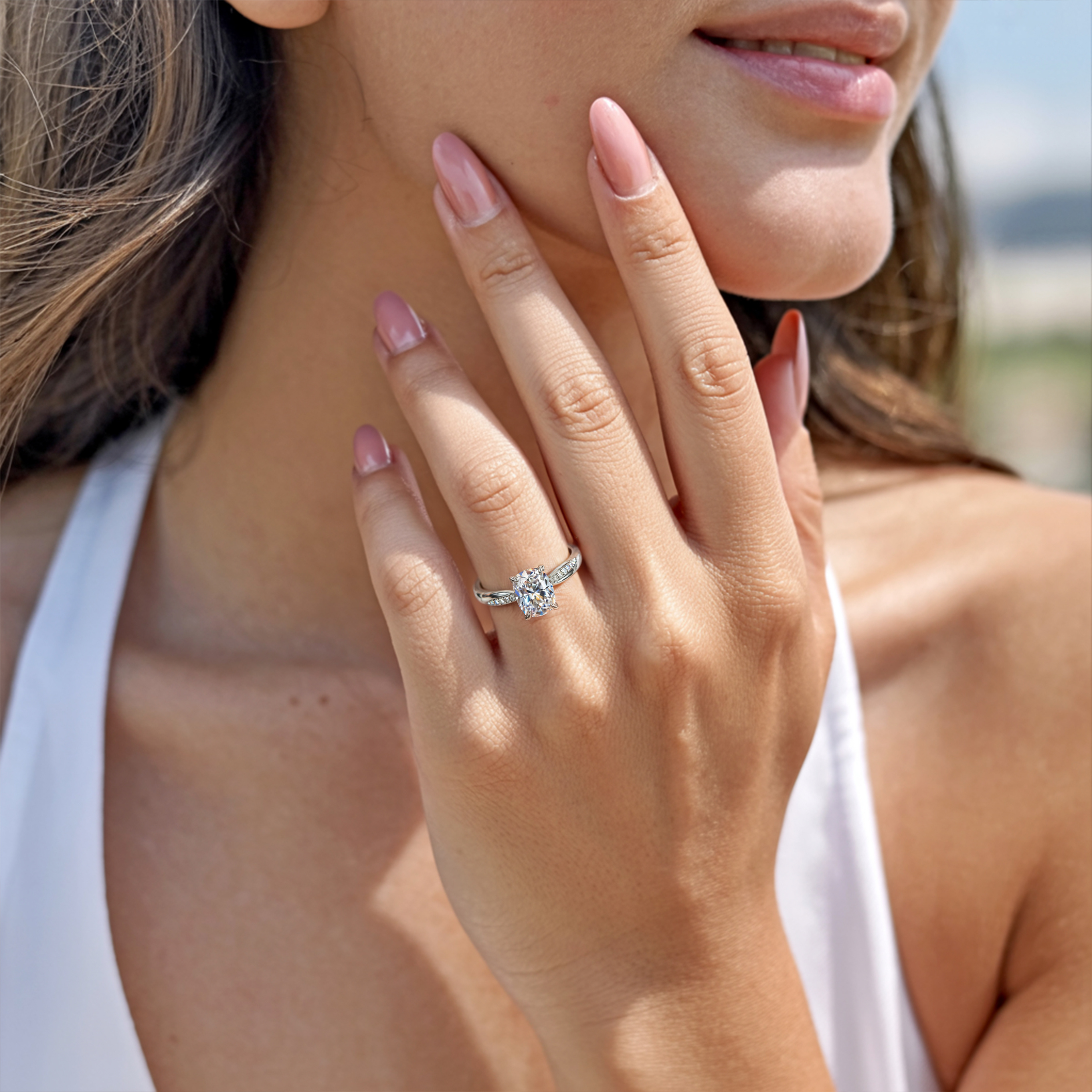 ツイストバンド 1CT クッションカット モアッサナイトリング